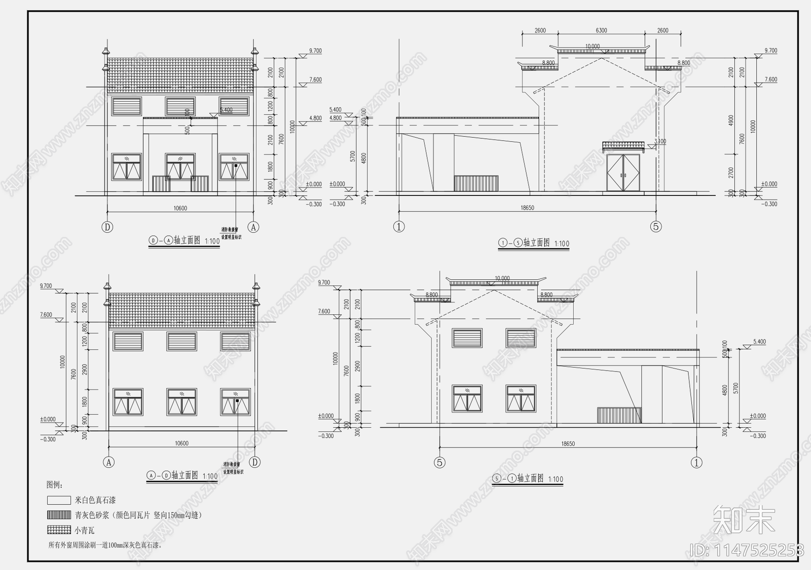 徽派22X10M180平泵房建筑cad施工图下载【ID:1147525253】