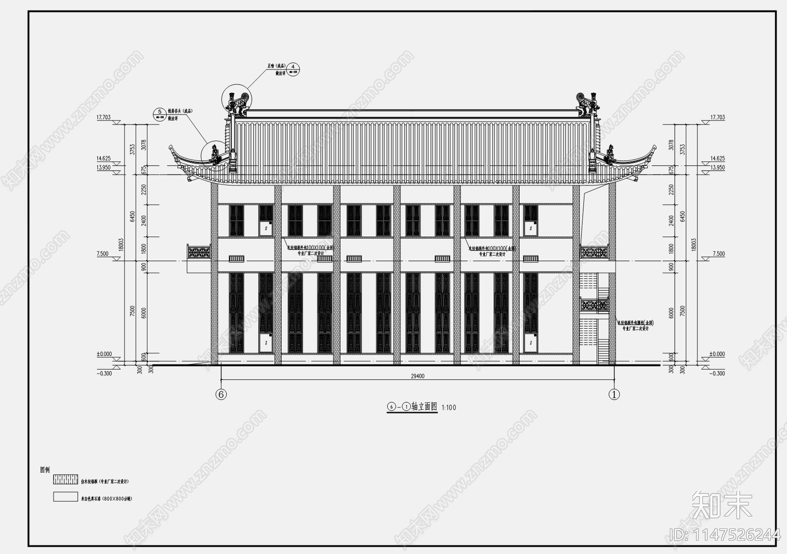 仿古歇山顶30X12M泵房天正建筑施工图下载【ID:1147526244】