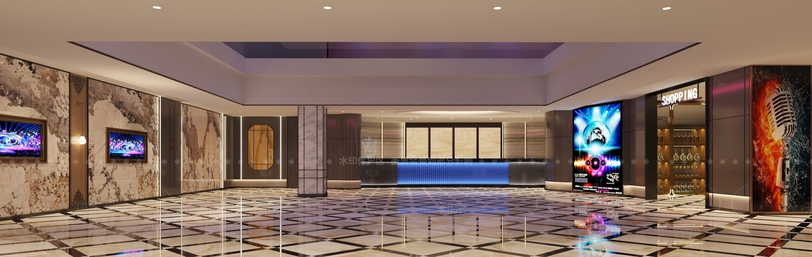 现代轻奢ktv前台大厅3D模型下载【ID:1147530282】
