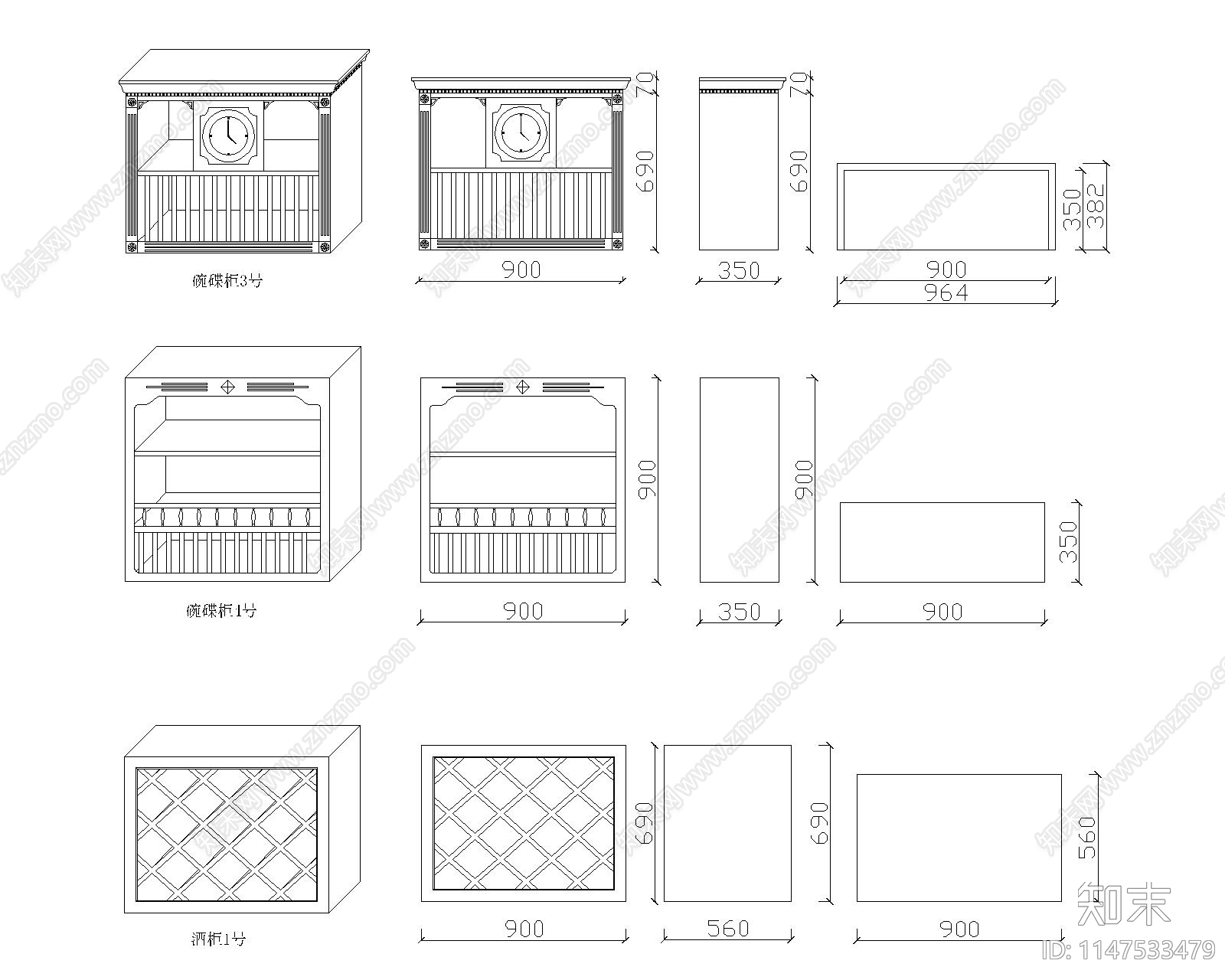 欧派橱柜实木元素部件模块罗马柱家具cad施工图下载【ID:1147533479】