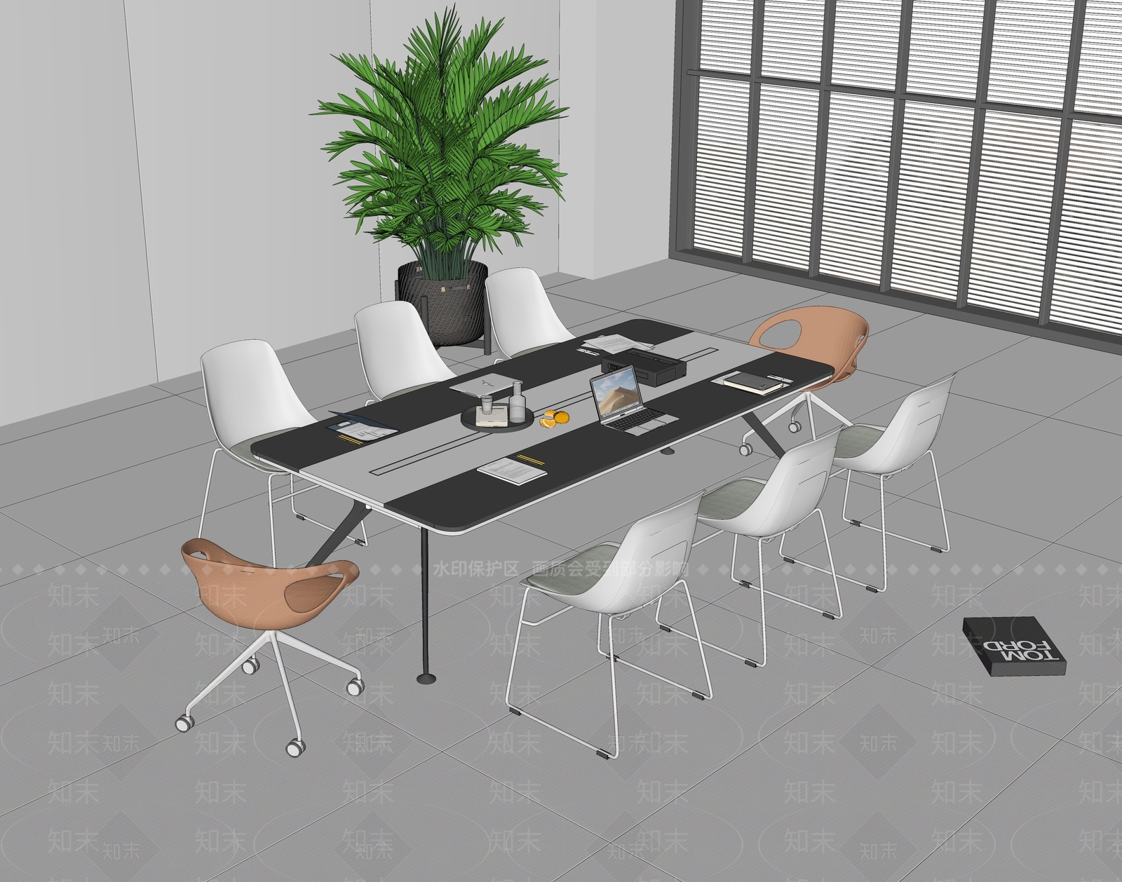 会议桌椅组合SU模型下载【ID:1147532838】
