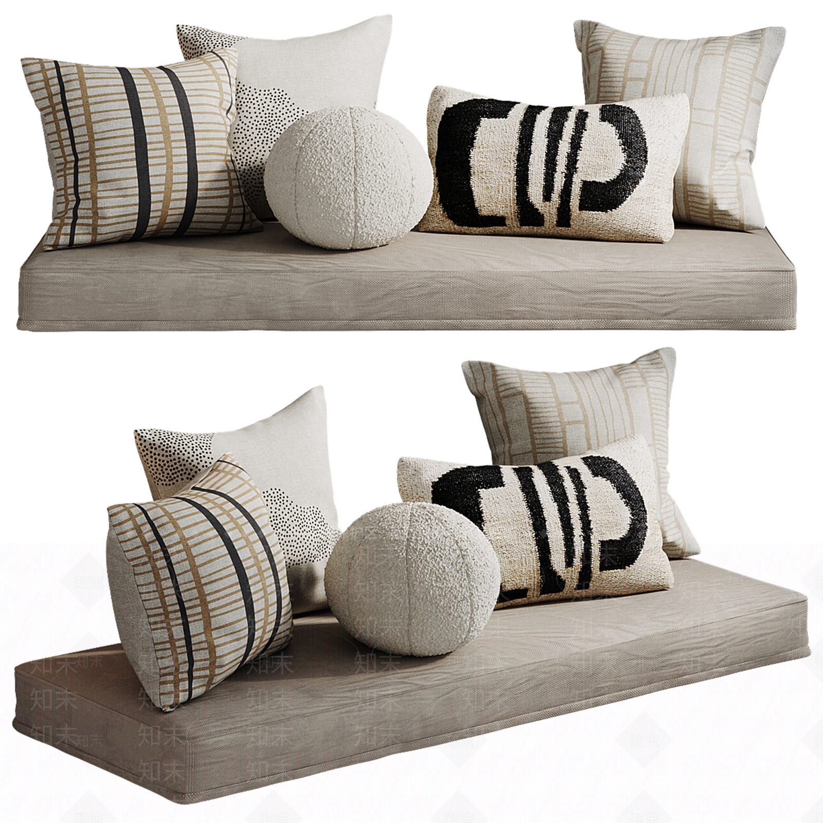 现代沙发垫3D模型下载【ID:1147535185】