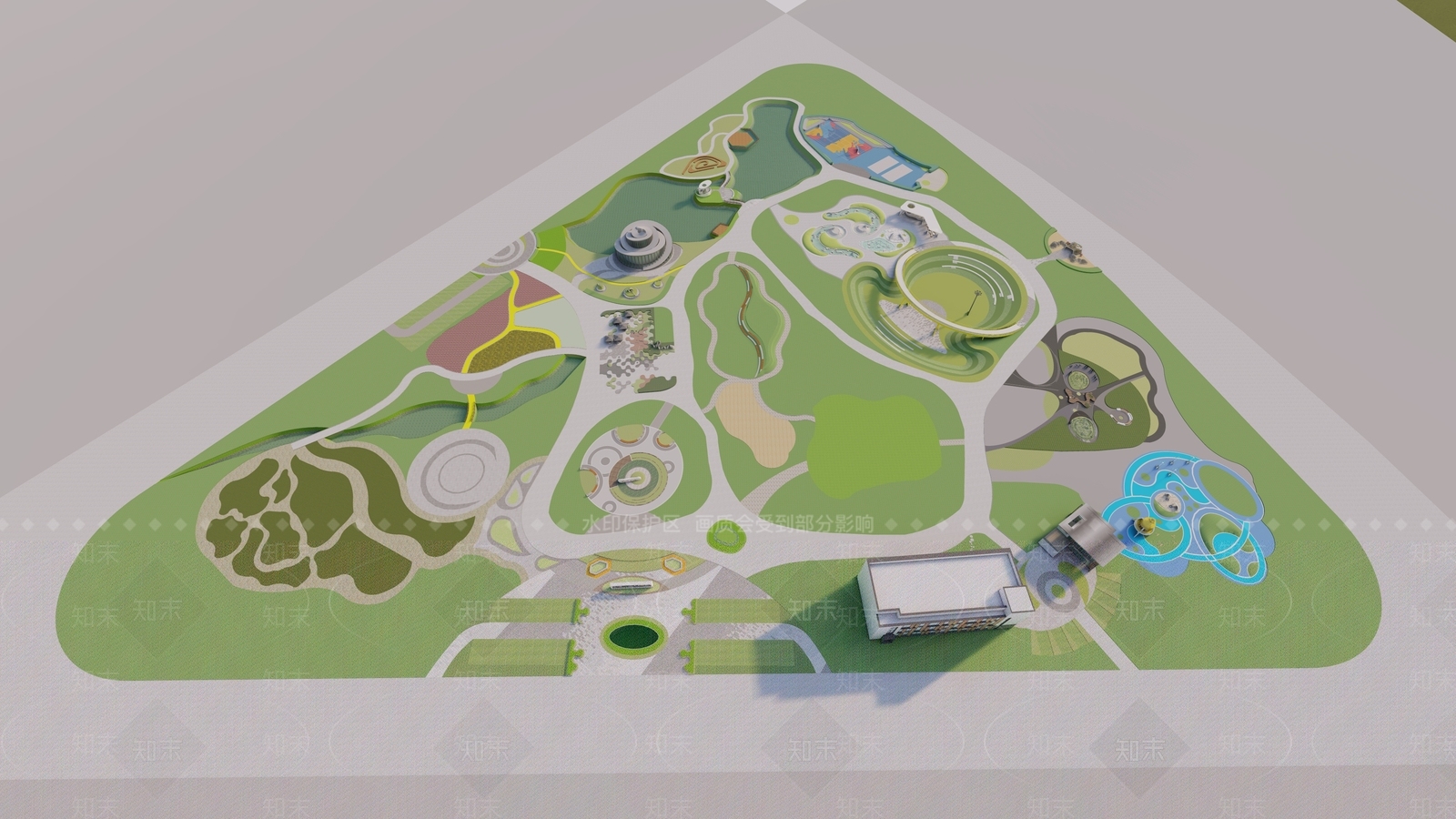 景观公园SU模型下载【ID:1147536566】