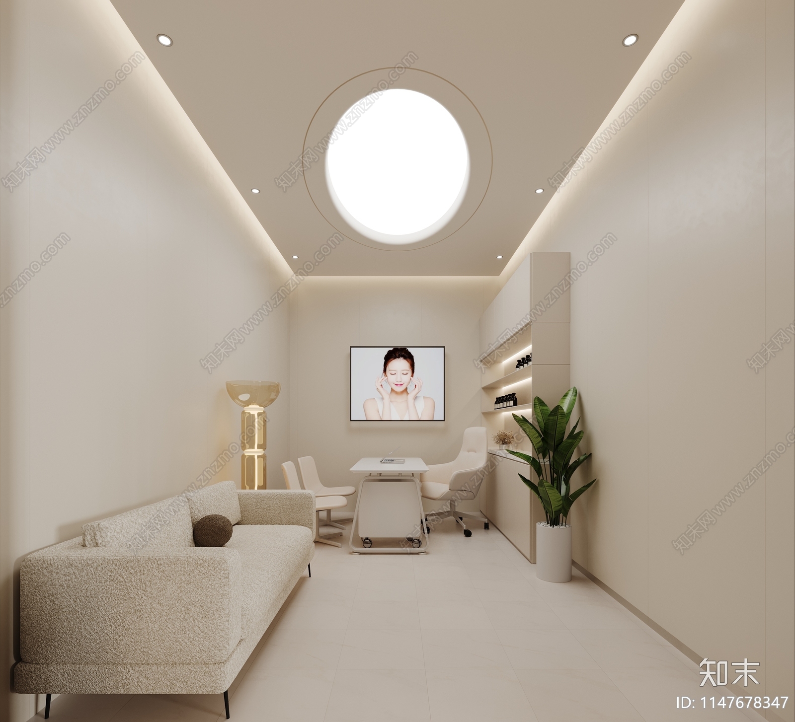 现代奶油发美容SPA店3D模型下载【ID:1147678347】