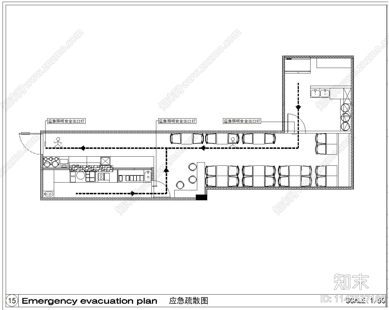 肉夹馍店室内施工图下载【ID:1147537180】