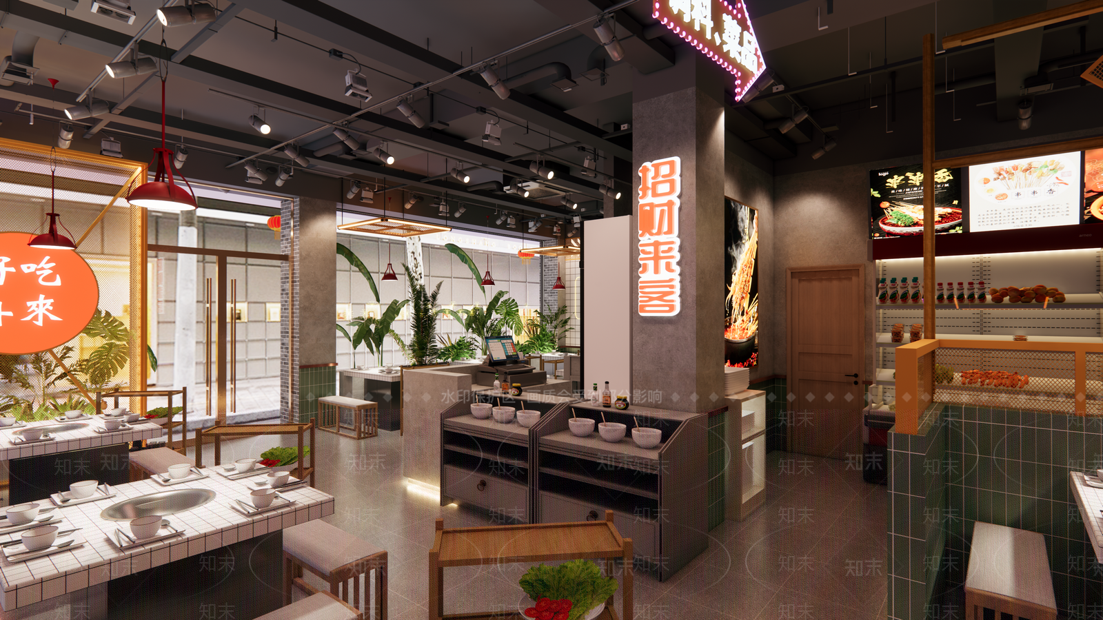 现代工业风火锅店SU模型下载【ID:1147538334】