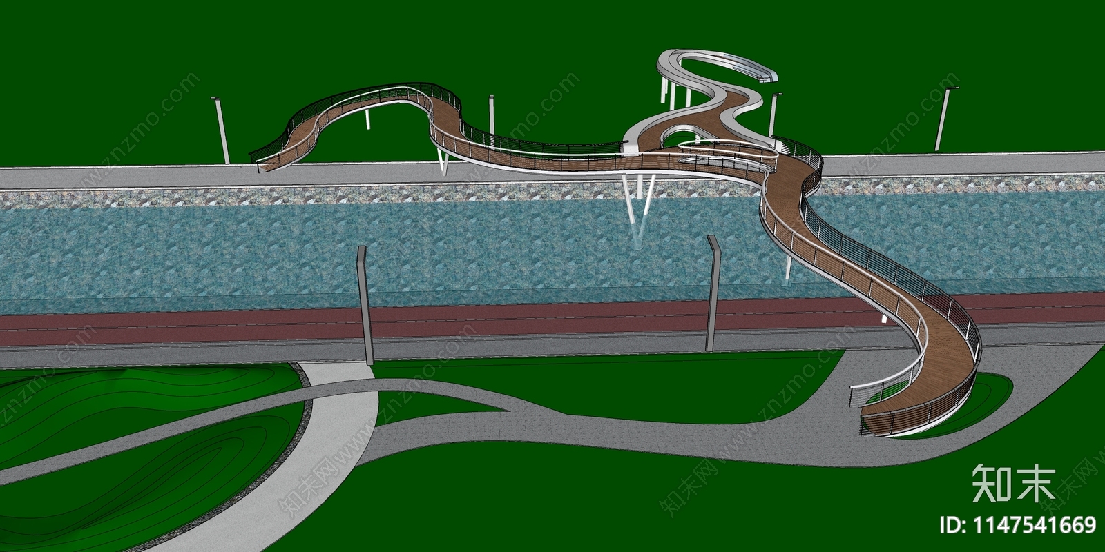现代景观桥SU模型下载【ID:1147541669】