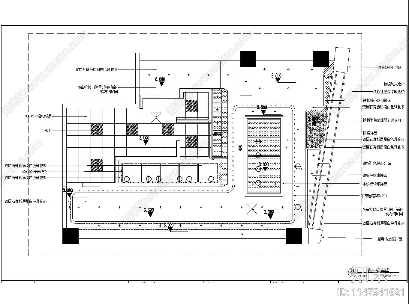 韩式快餐店室内cad施工图下载【ID:1147541621】