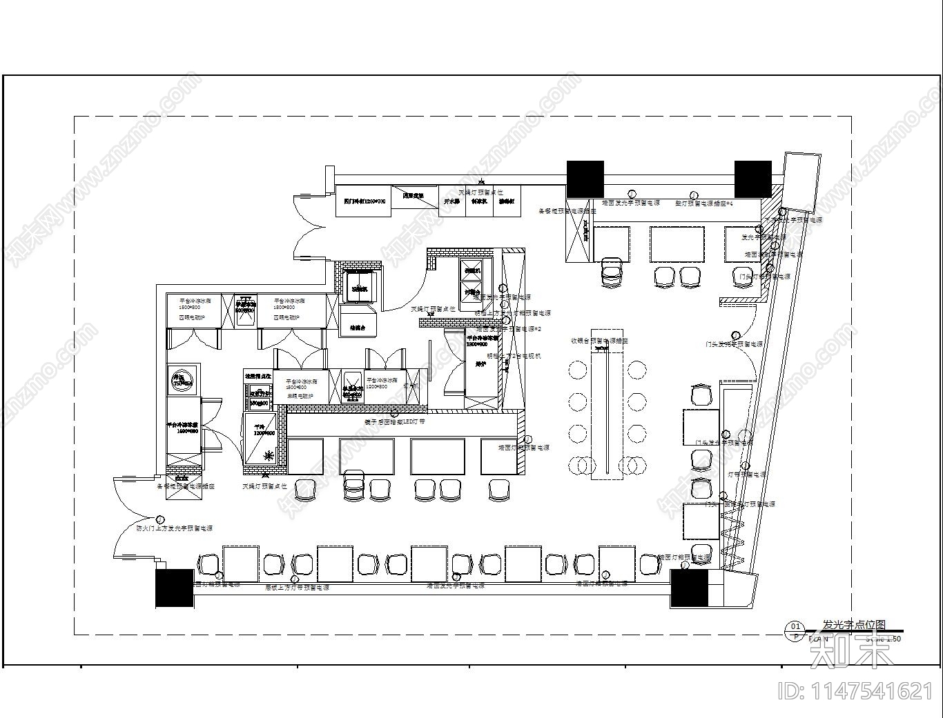 韩式快餐店室内cad施工图下载【ID:1147541621】