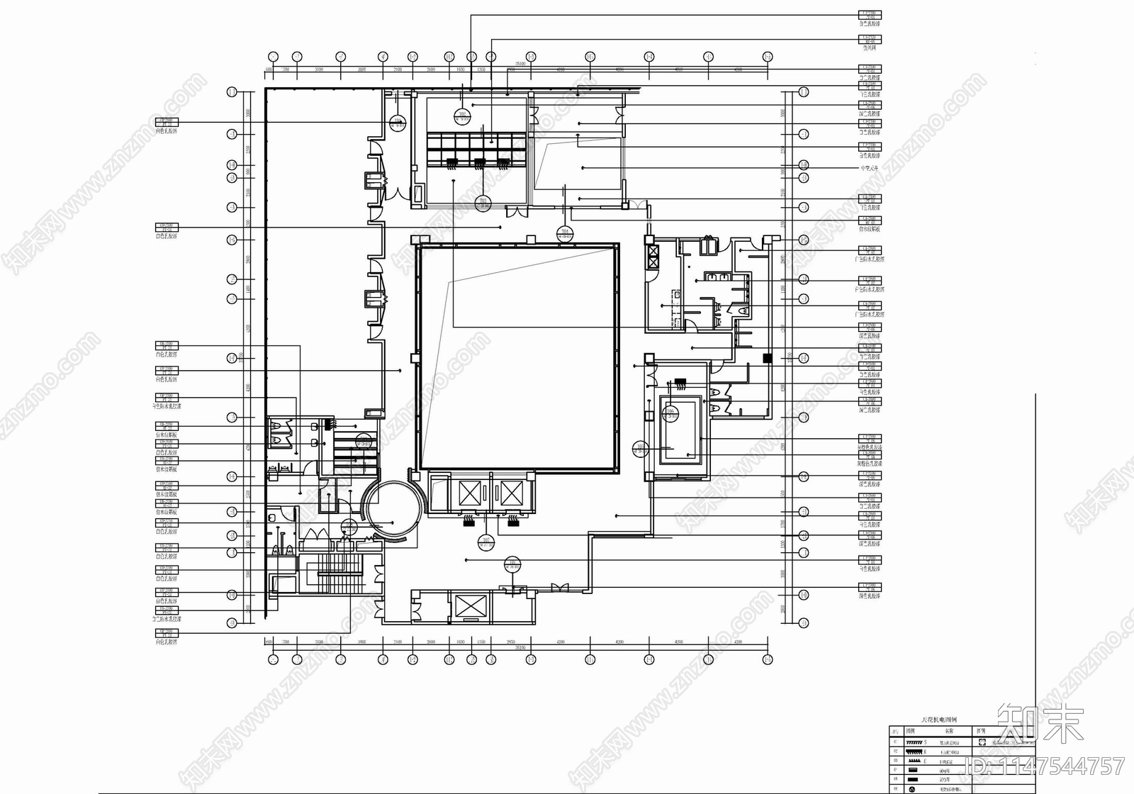 1100㎡休闲娱乐会所室内cad施工图下载【ID:1147544757】