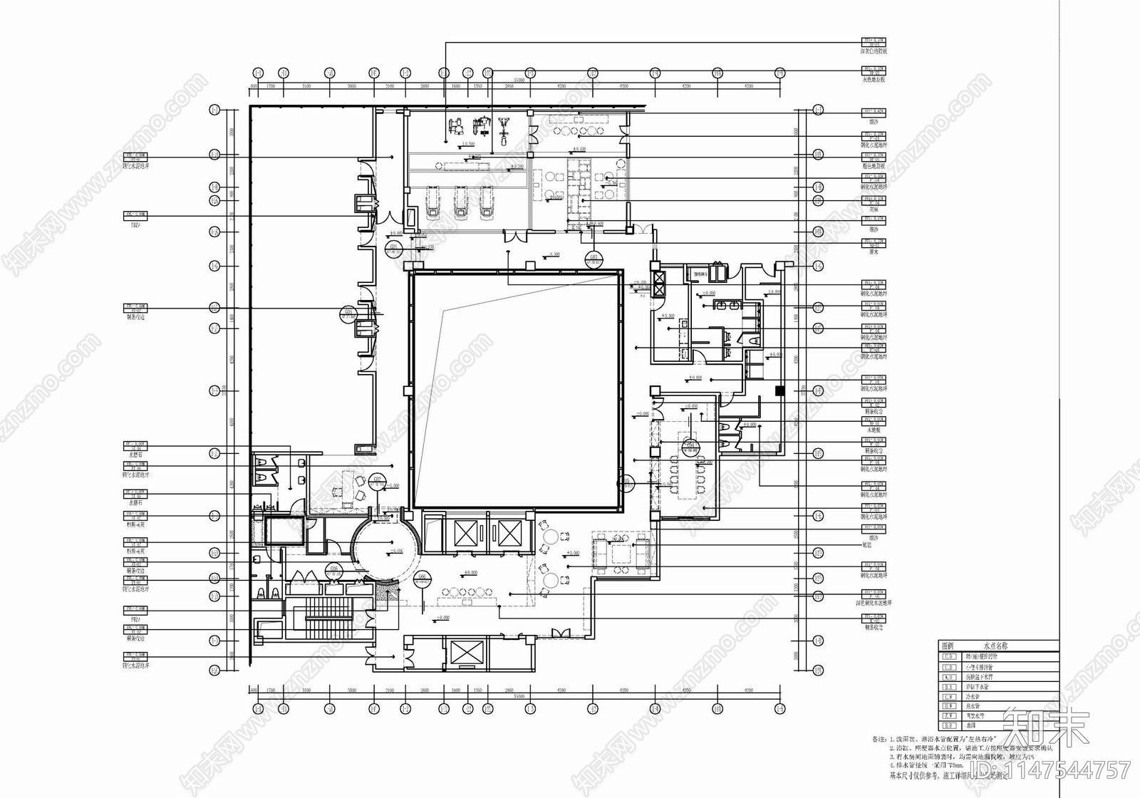 1100㎡休闲娱乐会所室内cad施工图下载【ID:1147544757】