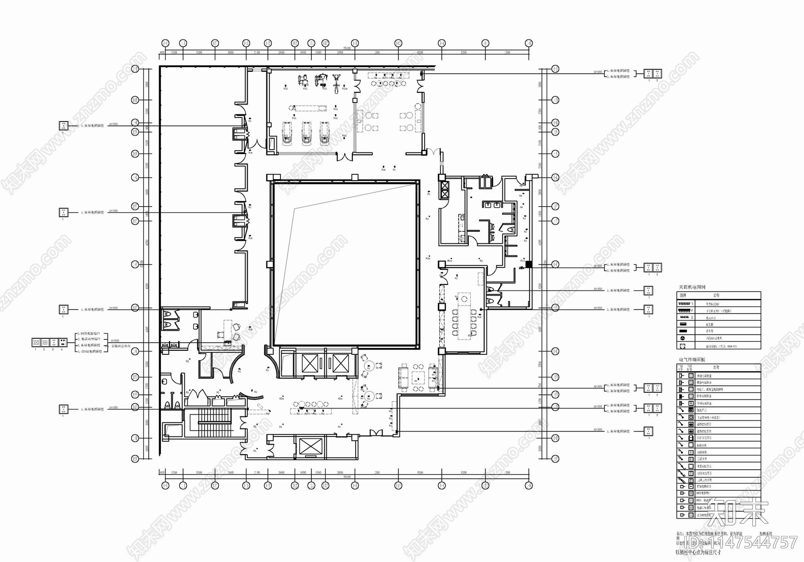 1100㎡休闲娱乐会所室内cad施工图下载【ID:1147544757】