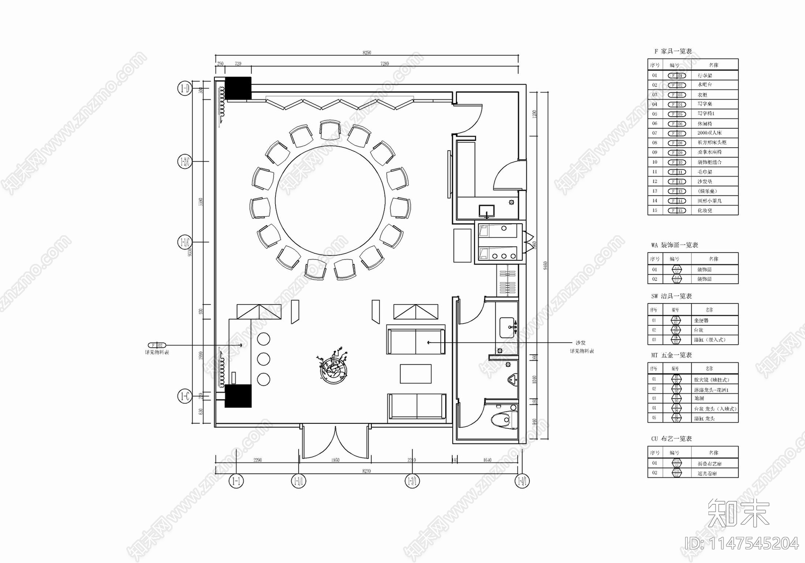 80㎡中餐厅包房室内cad施工图下载【ID:1147545204】