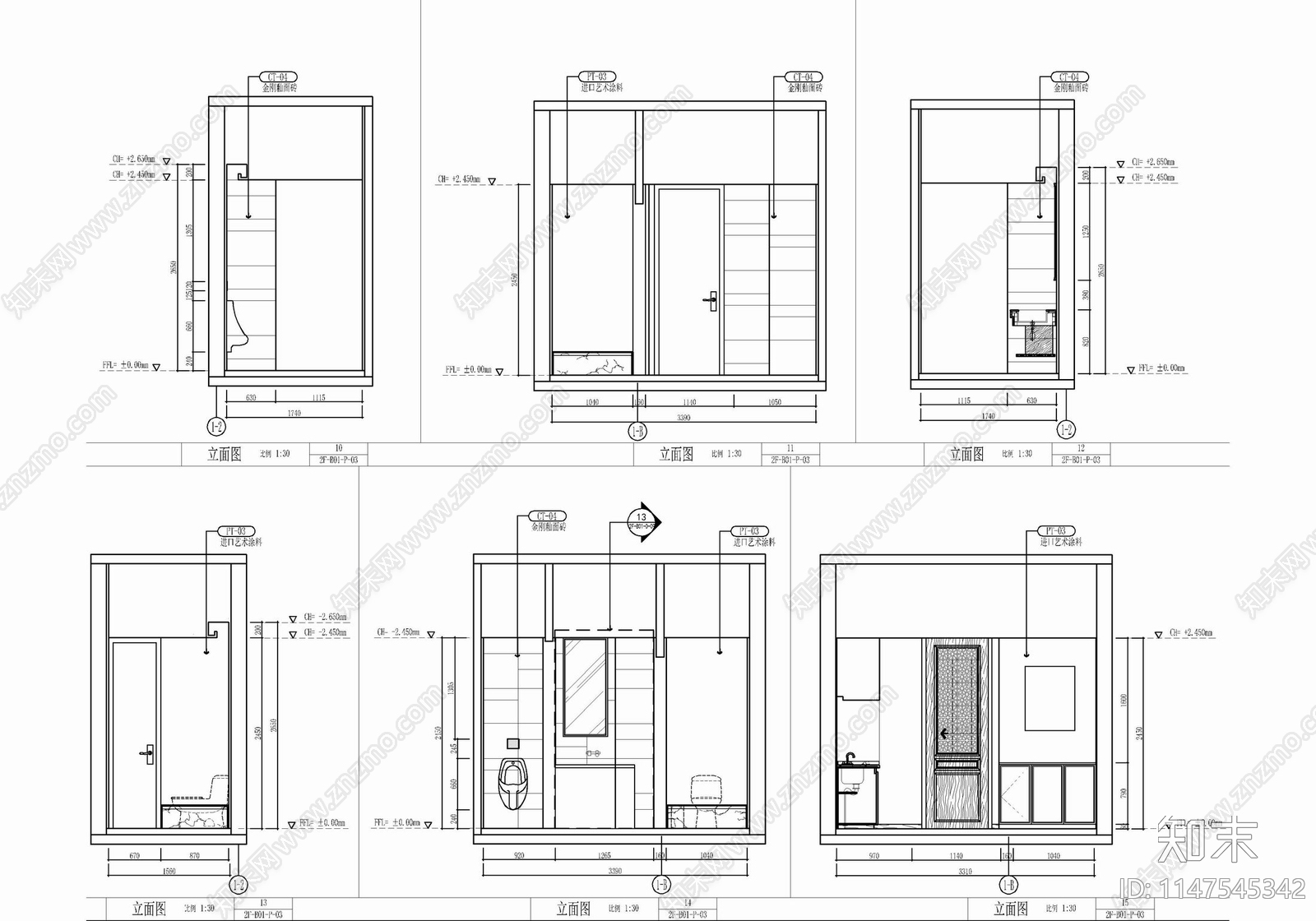 190㎡两间连通中餐厅包房室内cad施工图下载【ID:1147545342】