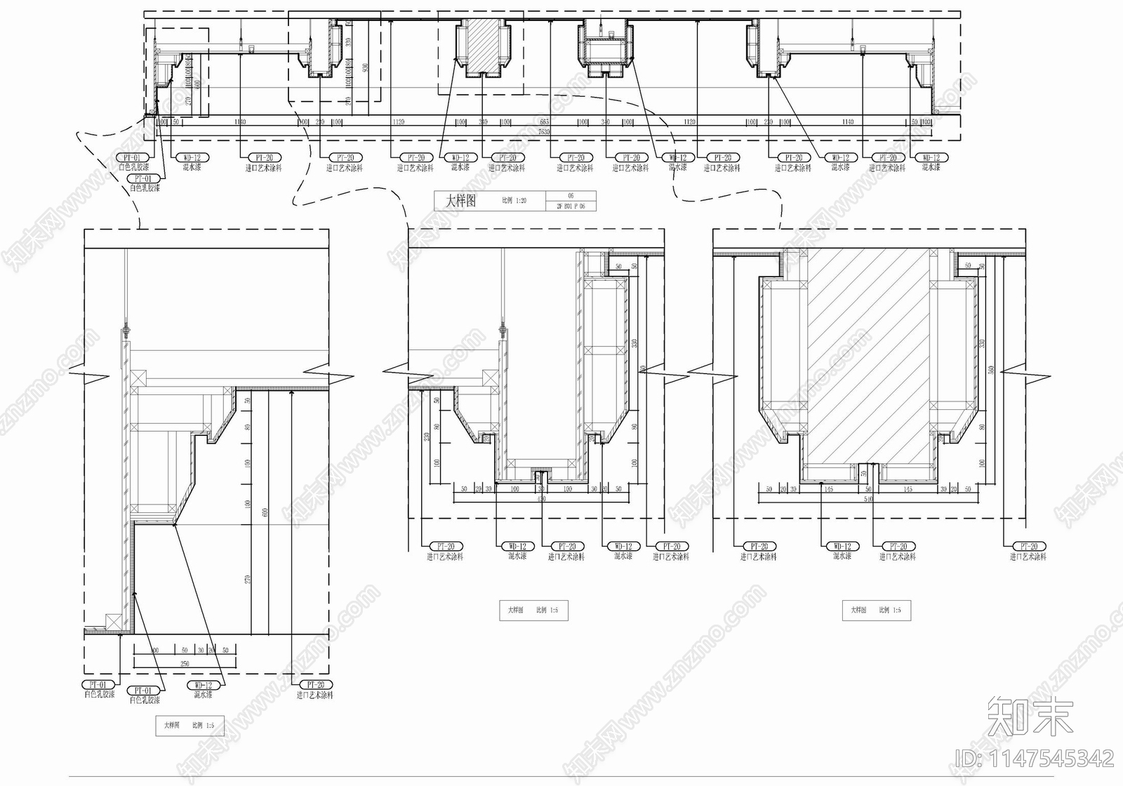 190㎡两间连通中餐厅包房室内cad施工图下载【ID:1147545342】