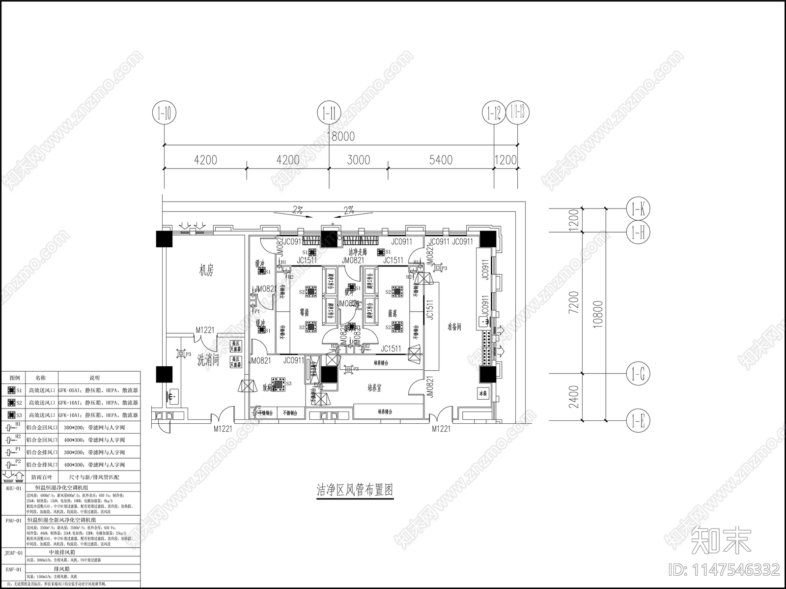 实验室培养室室内cad施工图下载【ID:1147546332】
