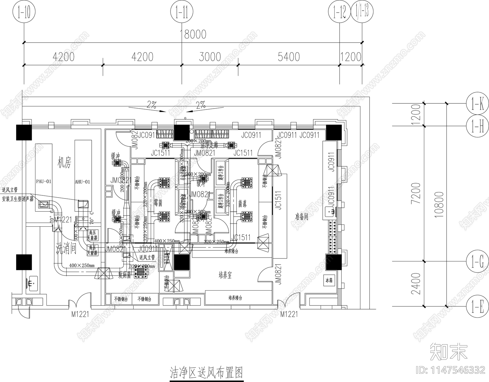 实验室培养室室内cad施工图下载【ID:1147546332】