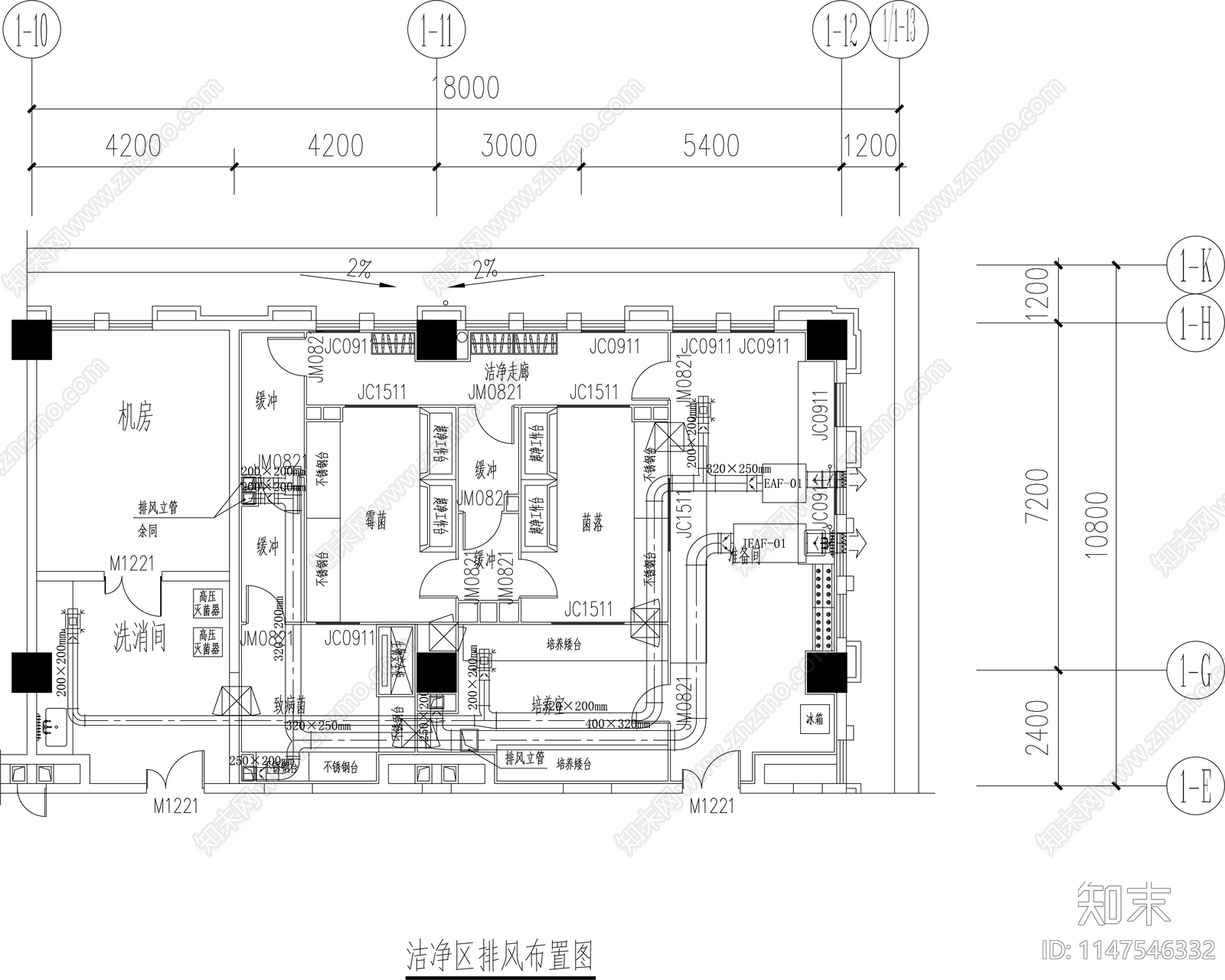 实验室培养室室内cad施工图下载【ID:1147546332】