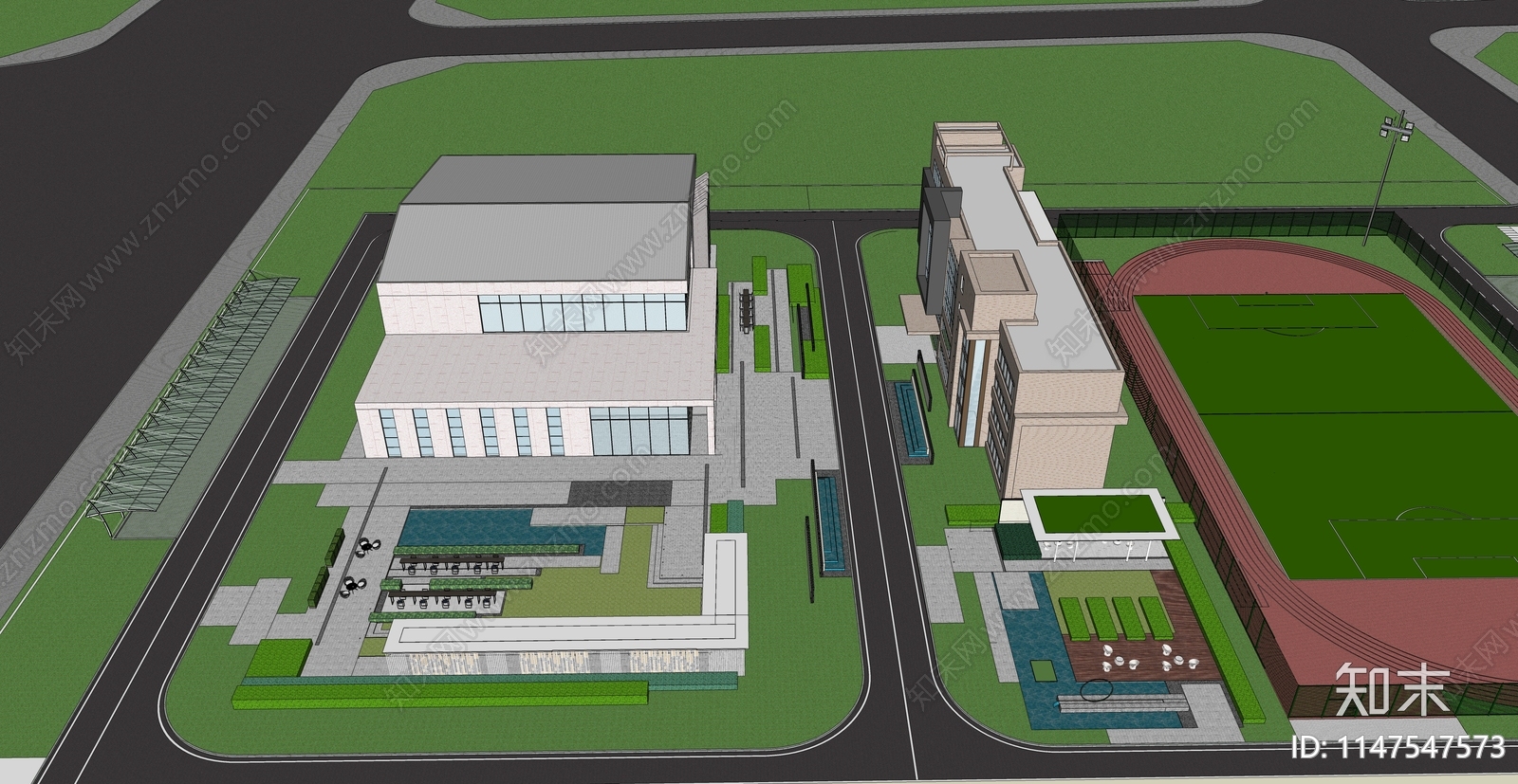 航空学校景观设计SU模型下载【ID:1147547573】