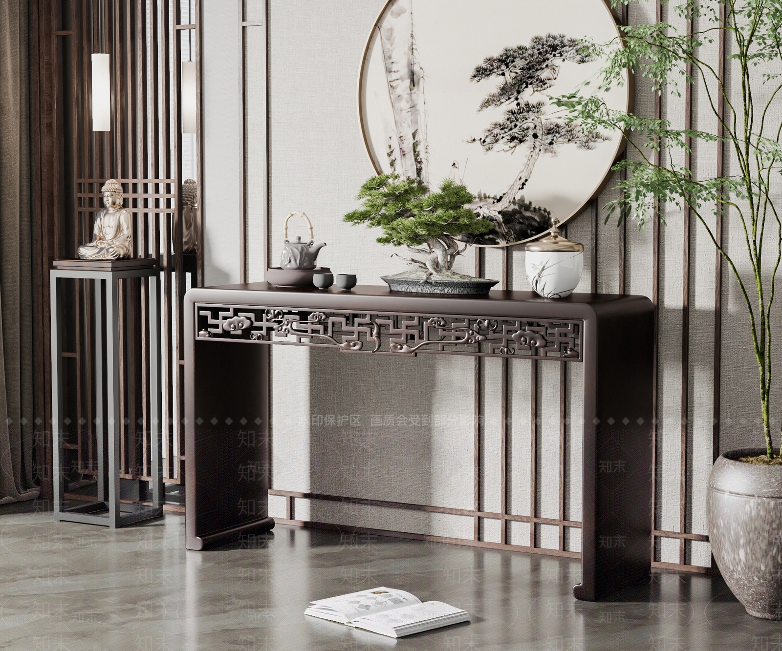 新中式玄关端景条案SU模型下载【ID:1147548186】