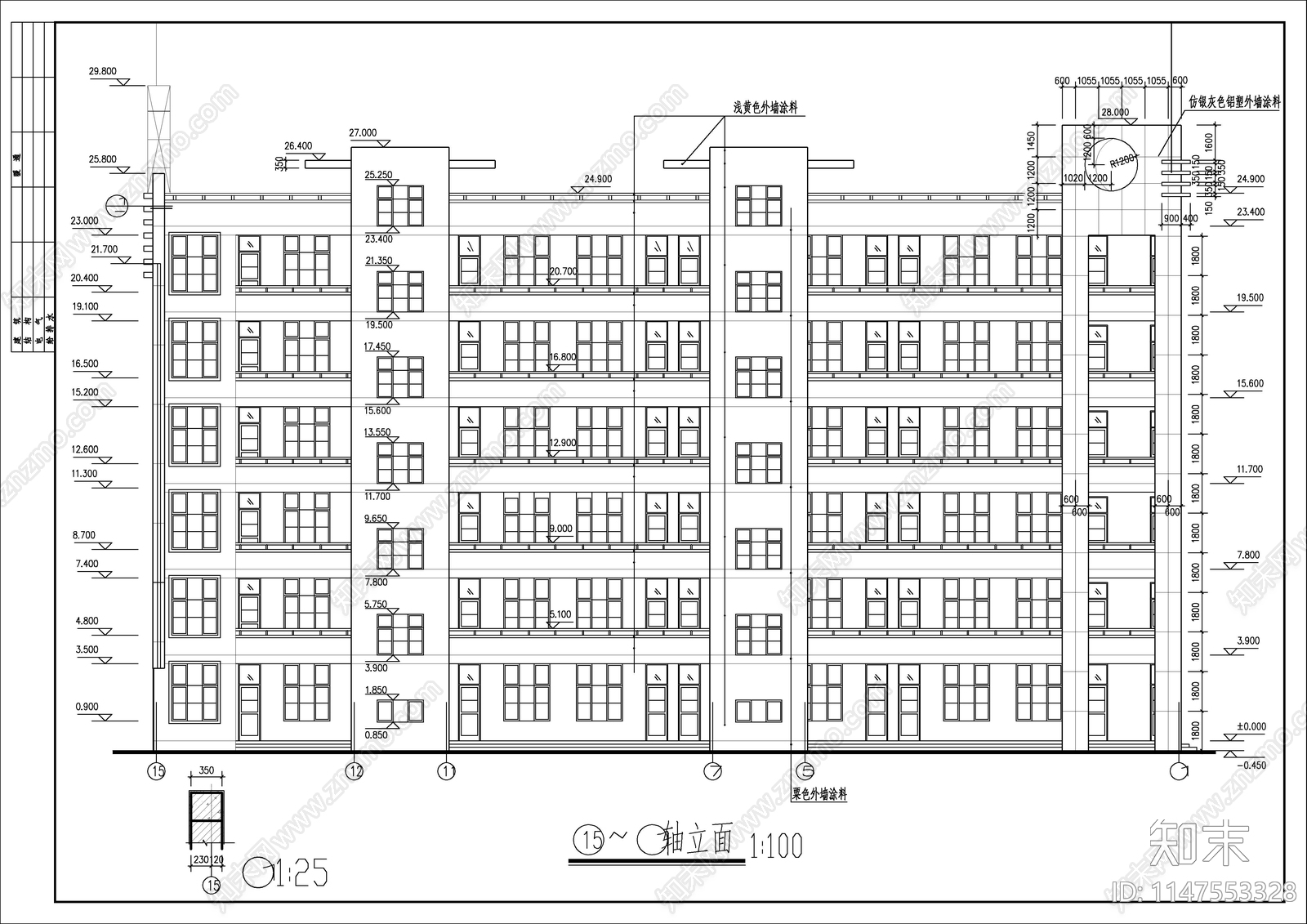 教学楼建筑cad施工图下载【ID:1147553328】