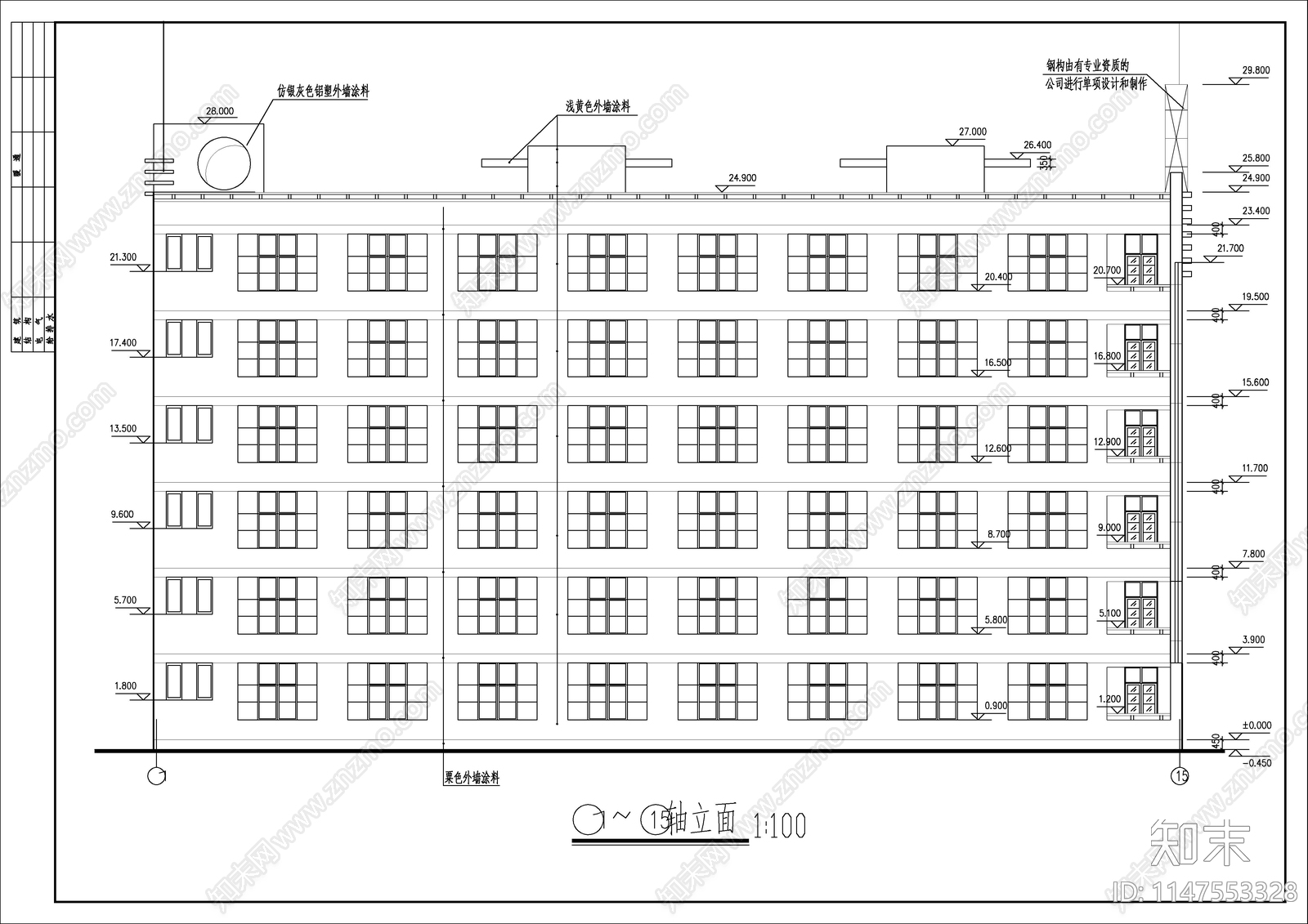 教学楼建筑cad施工图下载【ID:1147553328】