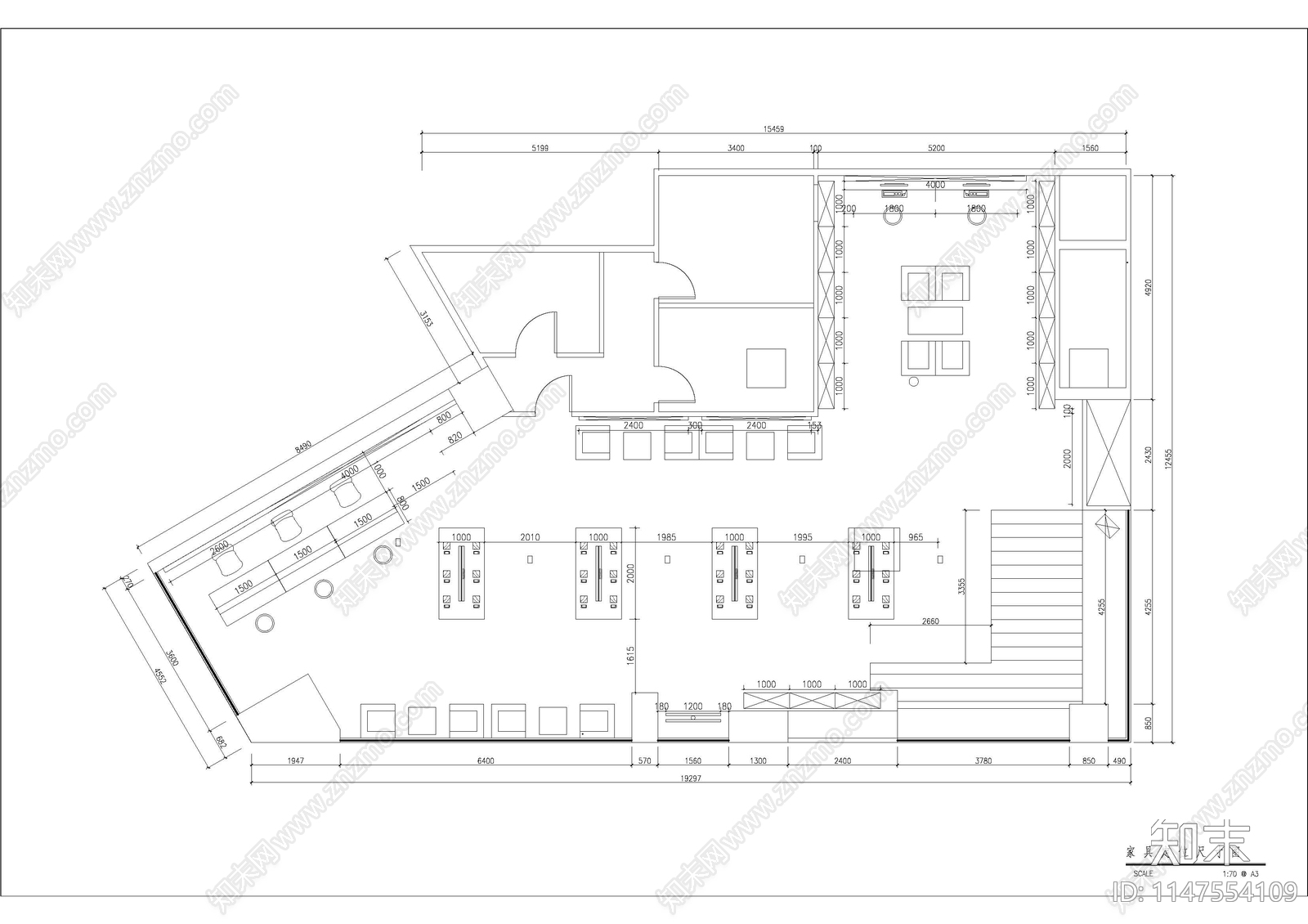 长冲街苹果营业展厅室内cad施工图下载【ID:1147554109】