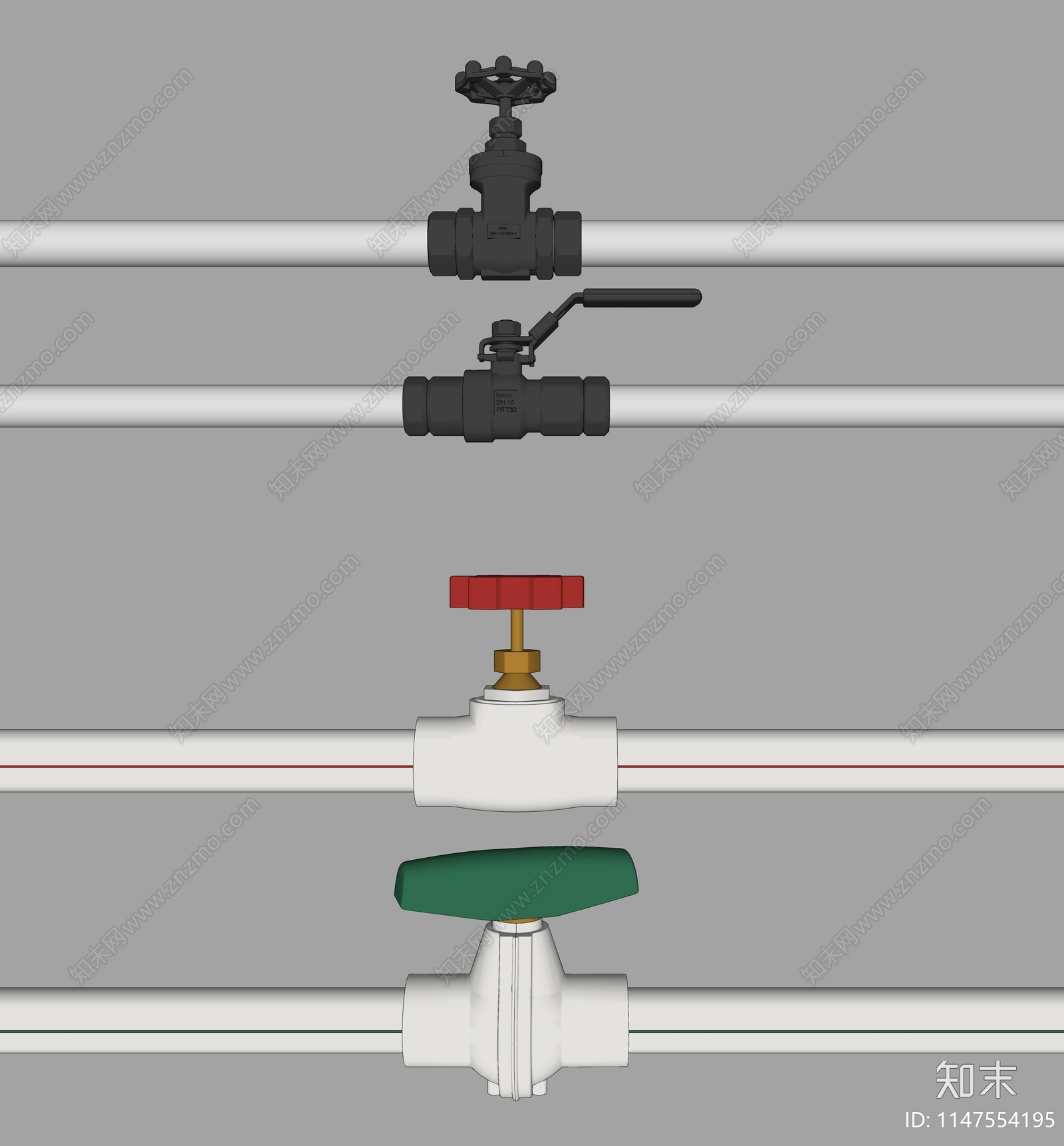 现代水管阀门管道SU模型下载【ID:1147554195】