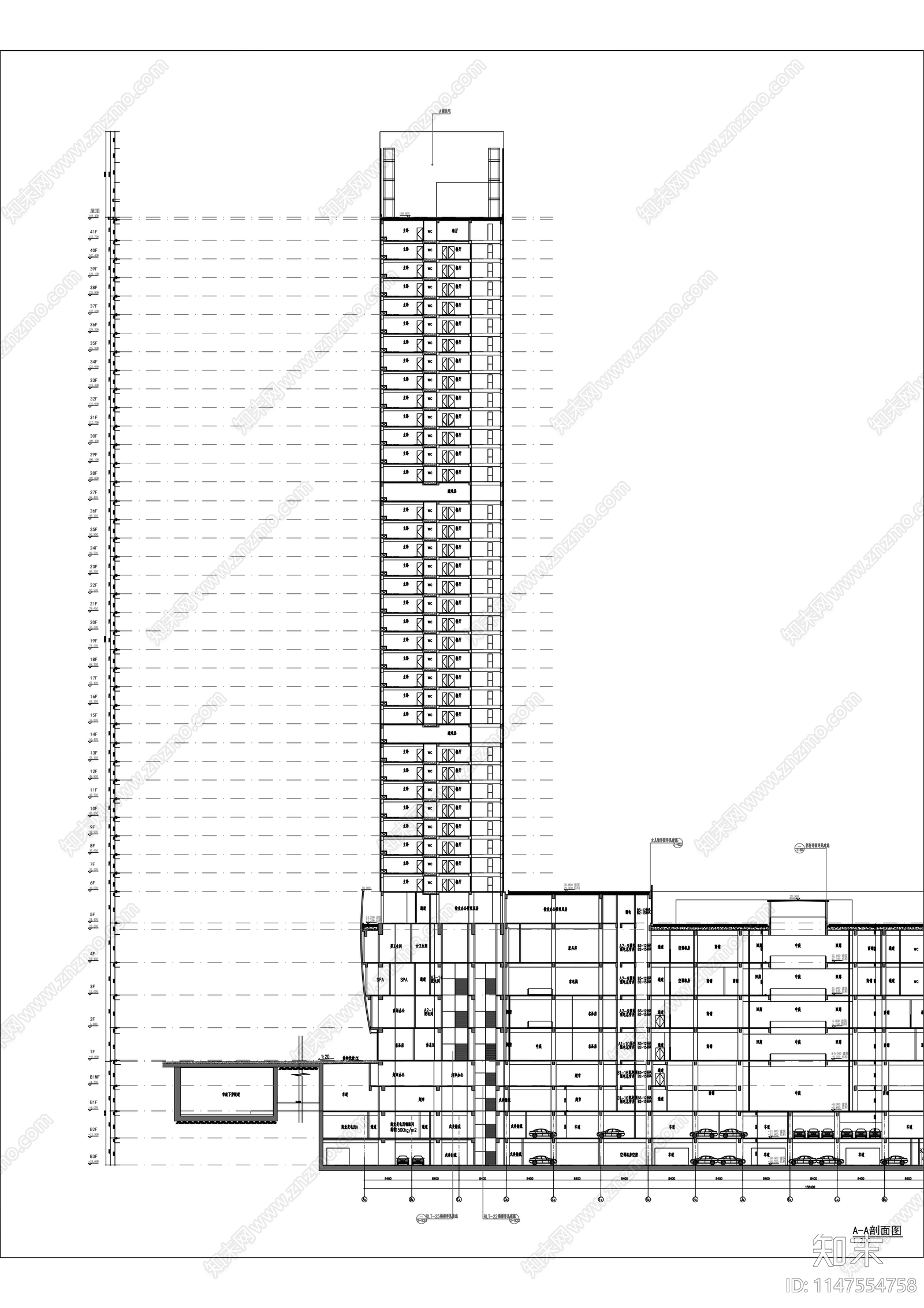 250M世贸中心建筑cad施工图下载【ID:1147554758】