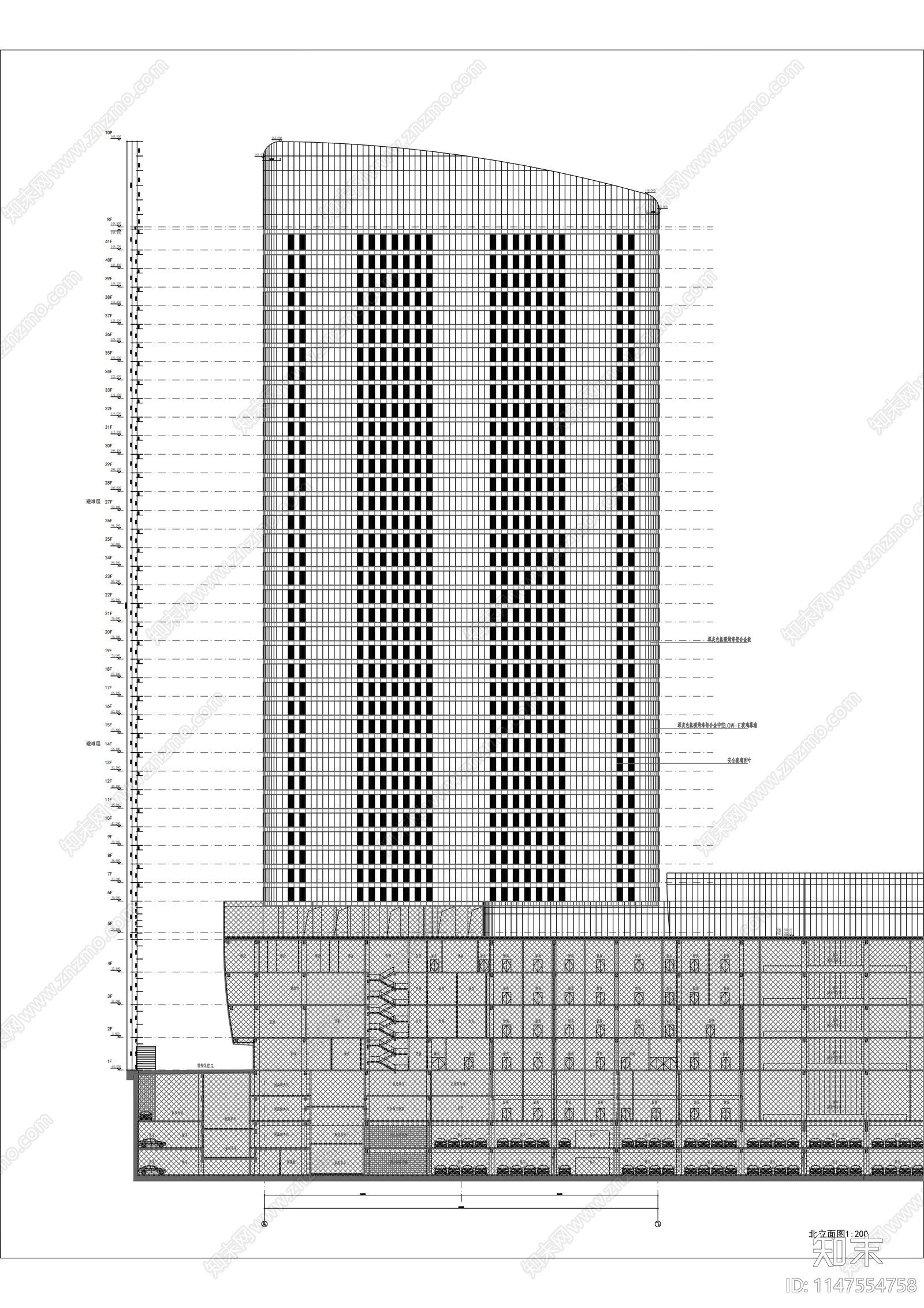 250M世贸中心建筑cad施工图下载【ID:1147554758】