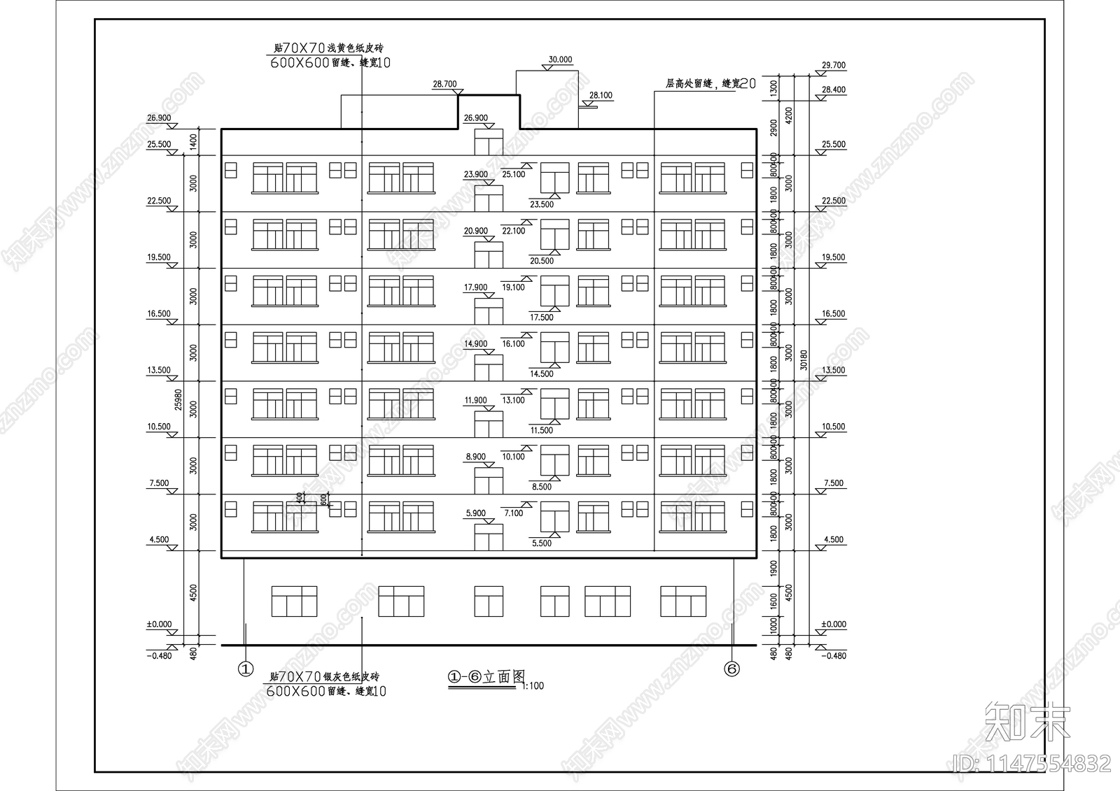 某框架宿舍楼建筑cad施工图下载【ID:1147554832】