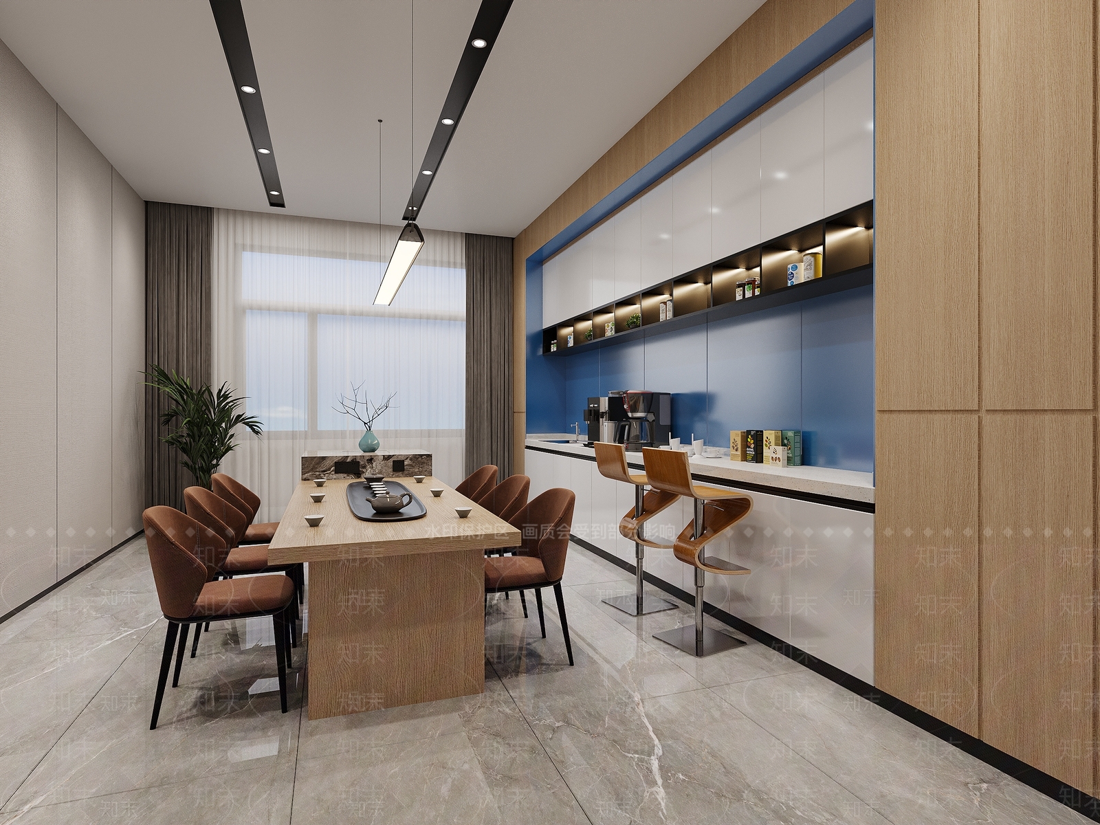 现代茶水间员工休息室3D模型下载【ID:1147555476】