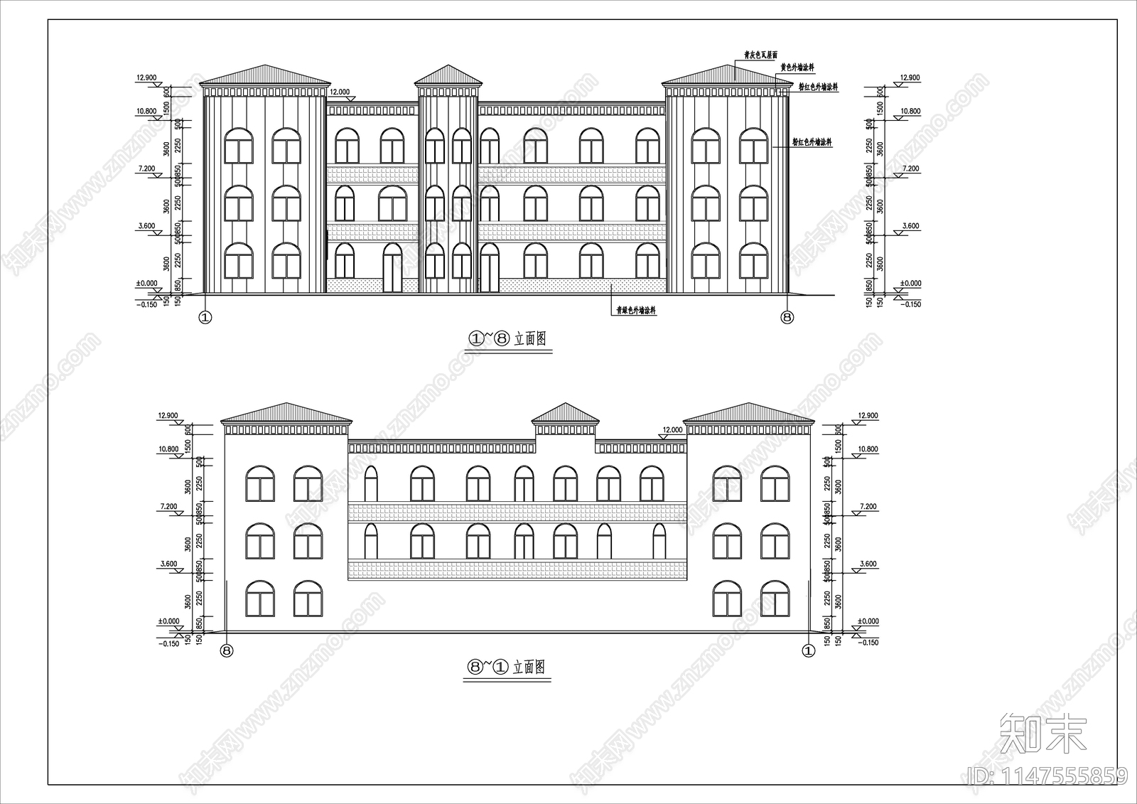 云海花园幼儿园建筑cad施工图下载【ID:1147555859】