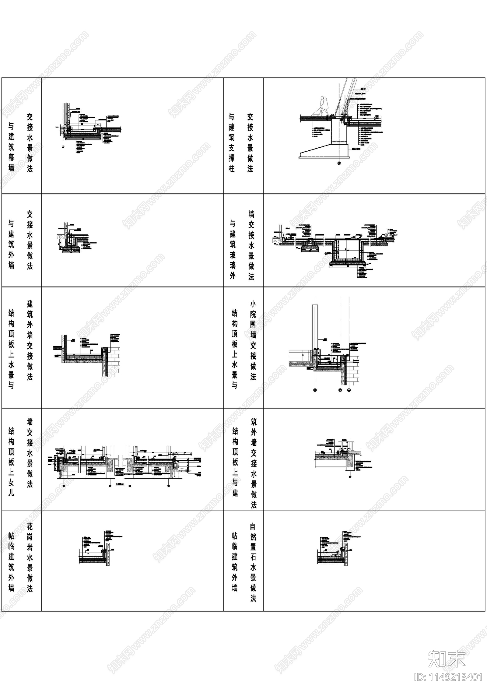 水景与建筑衔接剖面做法cad施工图下载【ID:1149213401】