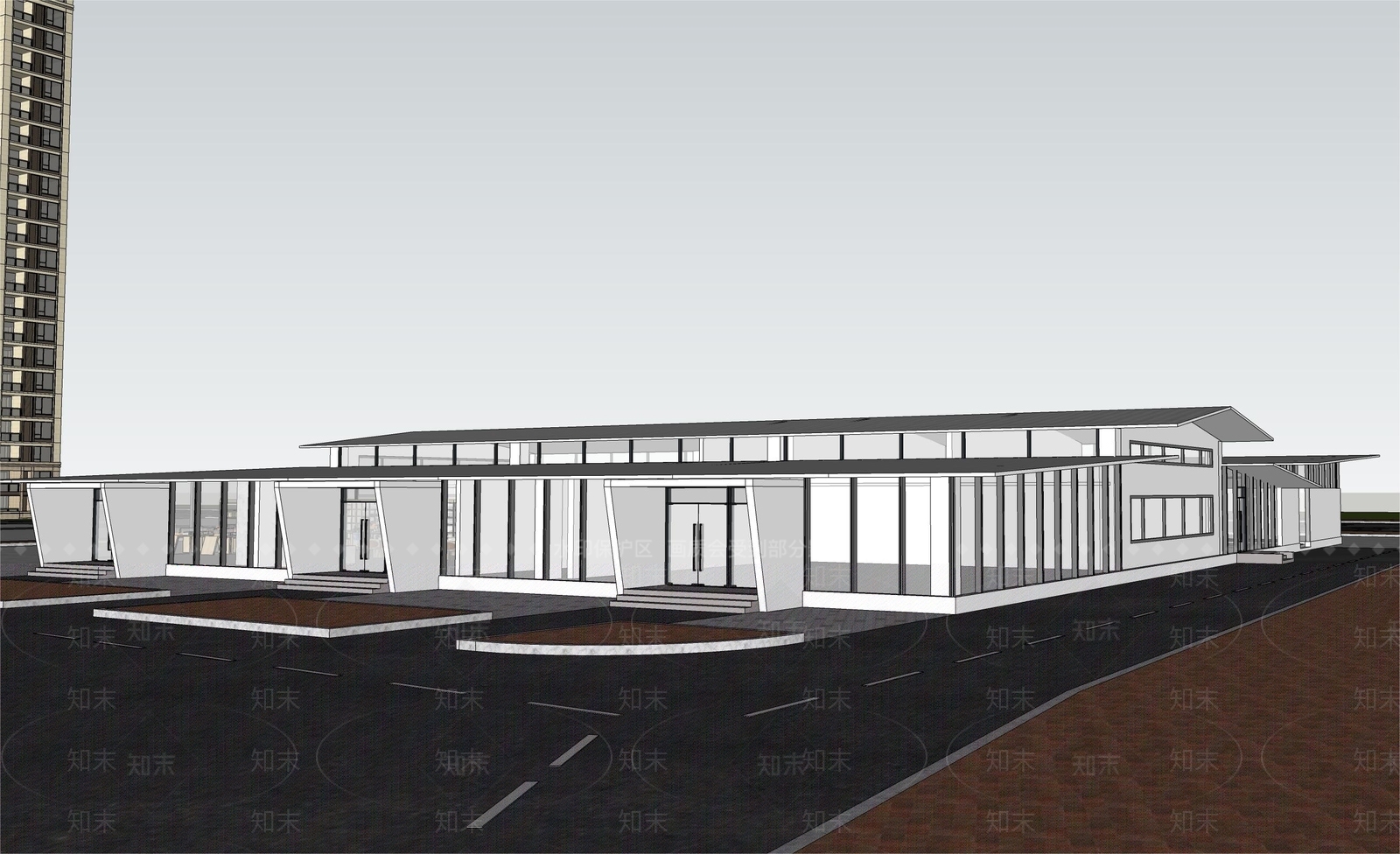 现代多层商业建筑SU模型下载【ID:1147633597】