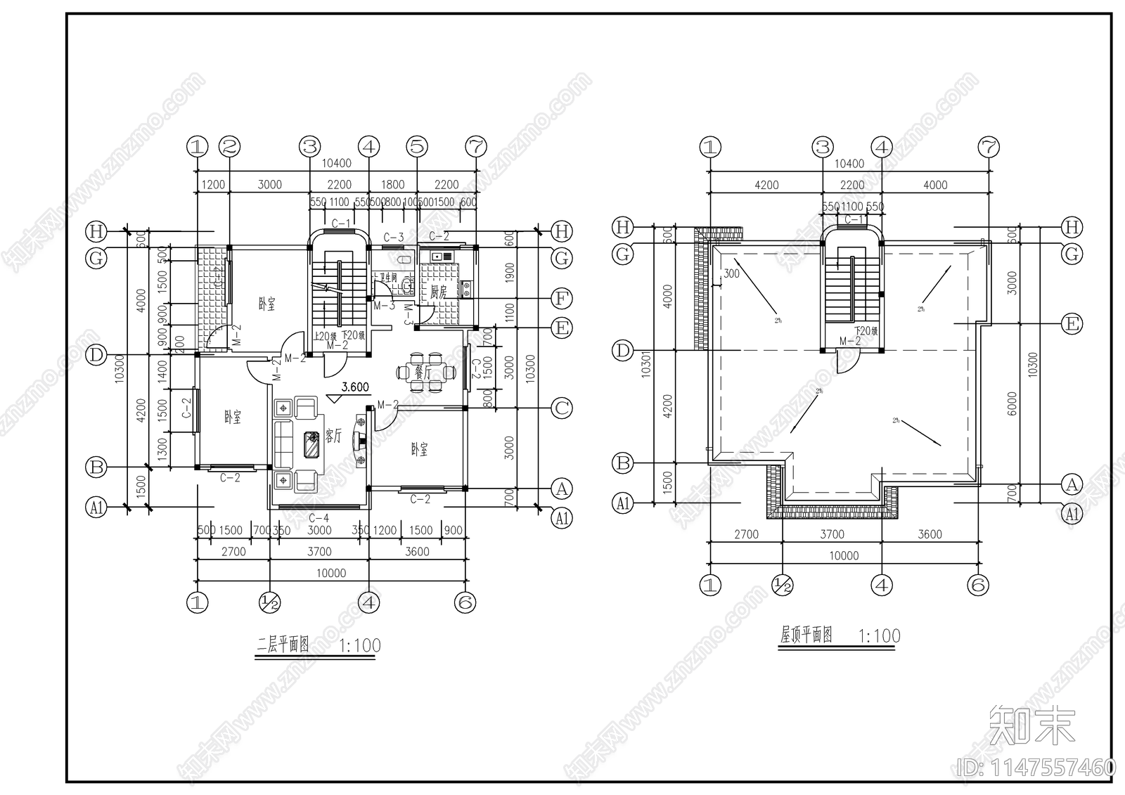 两层农村自建房建筑施工图下载【ID:1147557460】