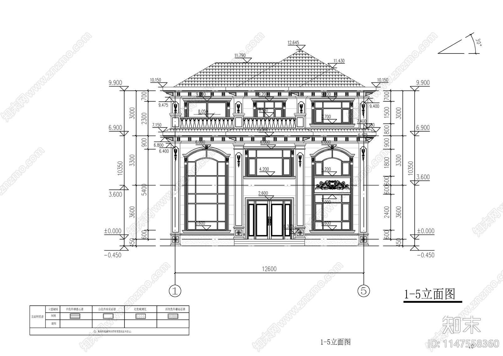 欧式三层农村自建房建筑施工图下载【ID:1147558360】