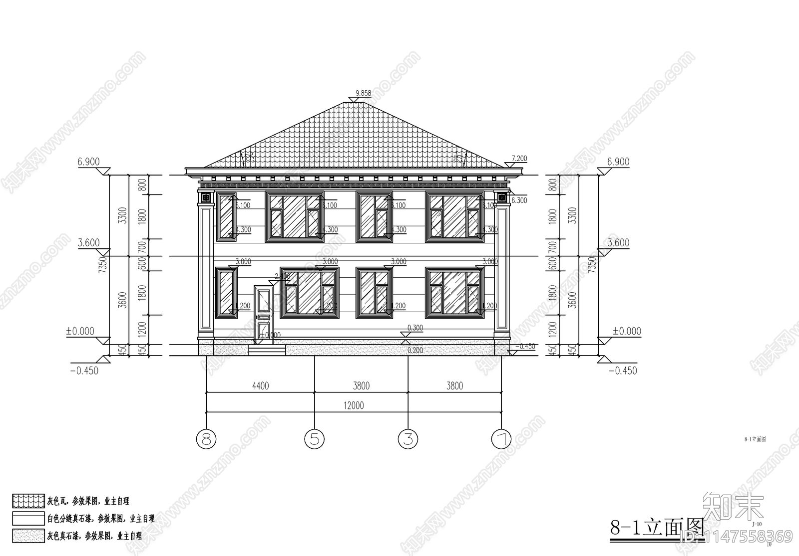 新中式农村自建房建筑施工图下载【ID:1147558369】