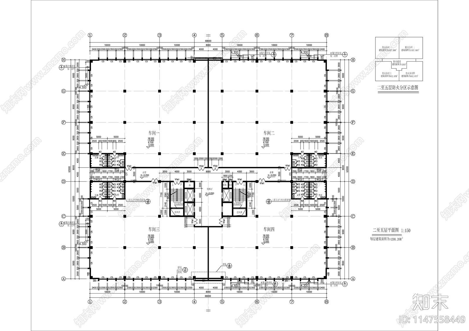 车间厂房大厦建筑cad施工图下载【ID:1147558449】