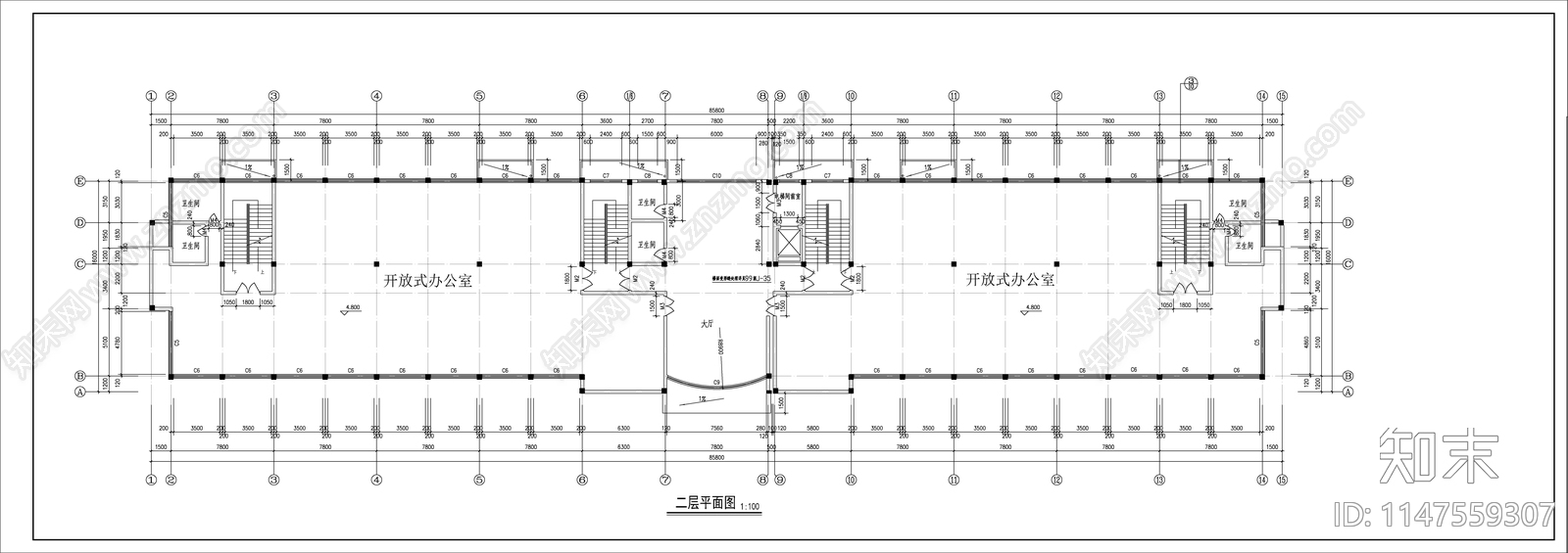 厂区办公楼建筑cad施工图下载【ID:1147559307】
