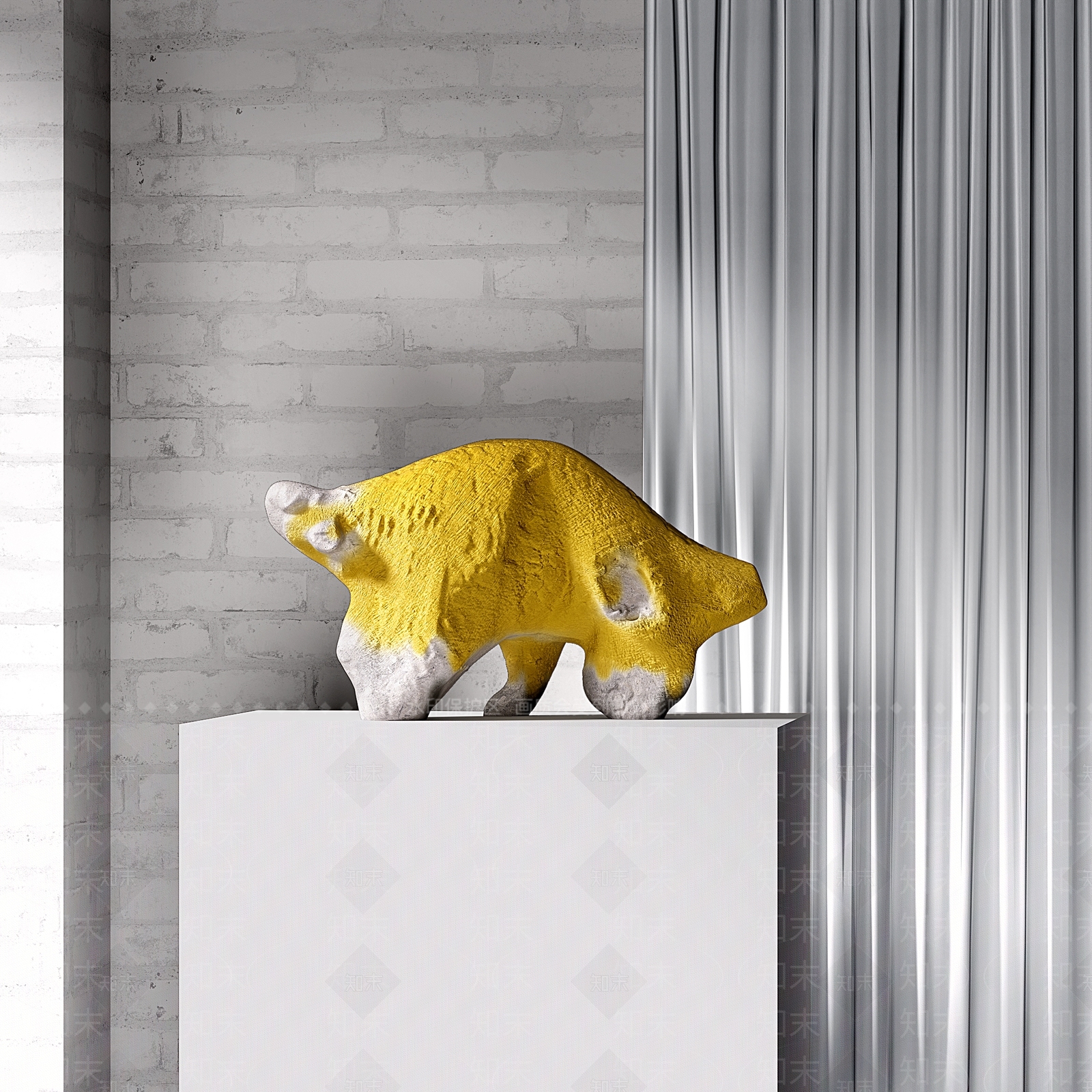 现代石头艺术雕塑摆件SU模型下载【ID:1147561700】