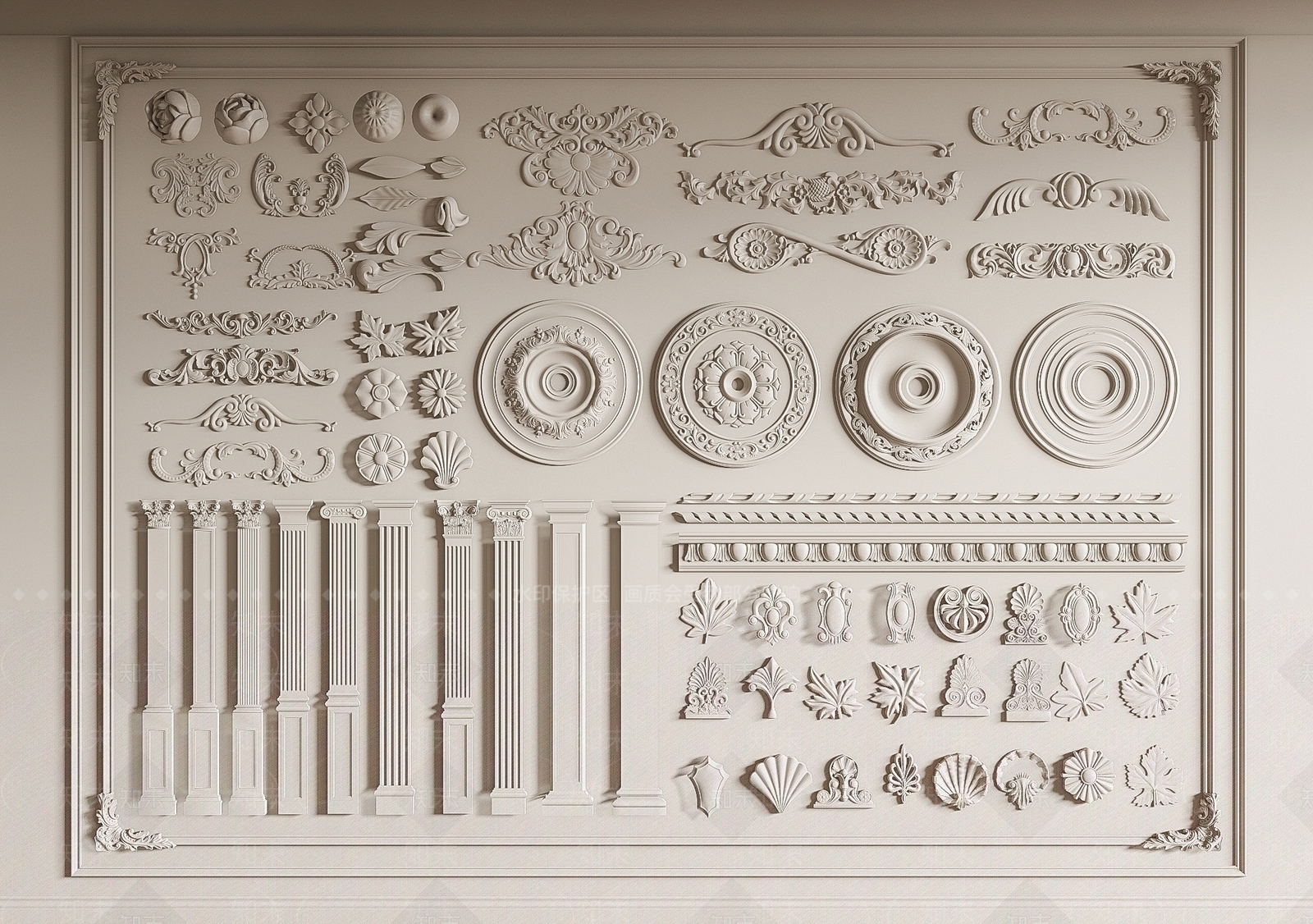 法式石膏线3D模型下载【ID:1147562749】