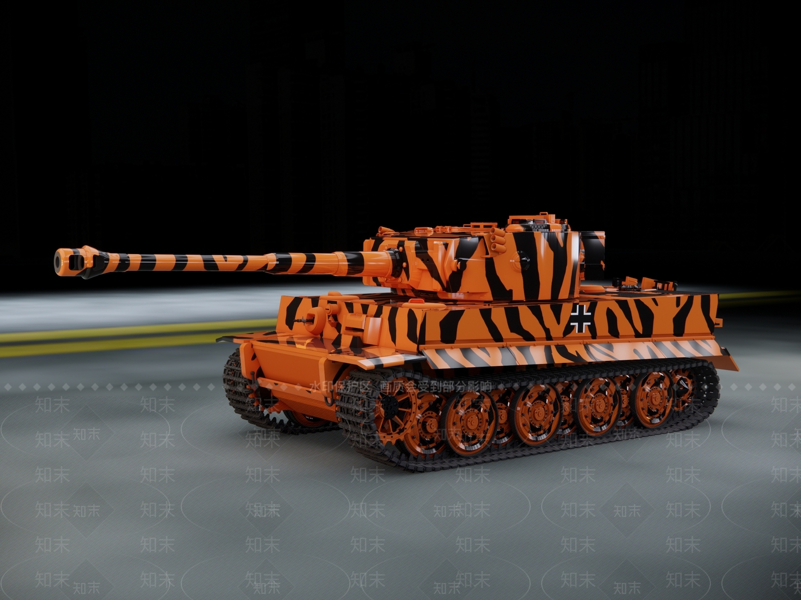 老虎纹坦克SU模型下载【ID:1147563785】