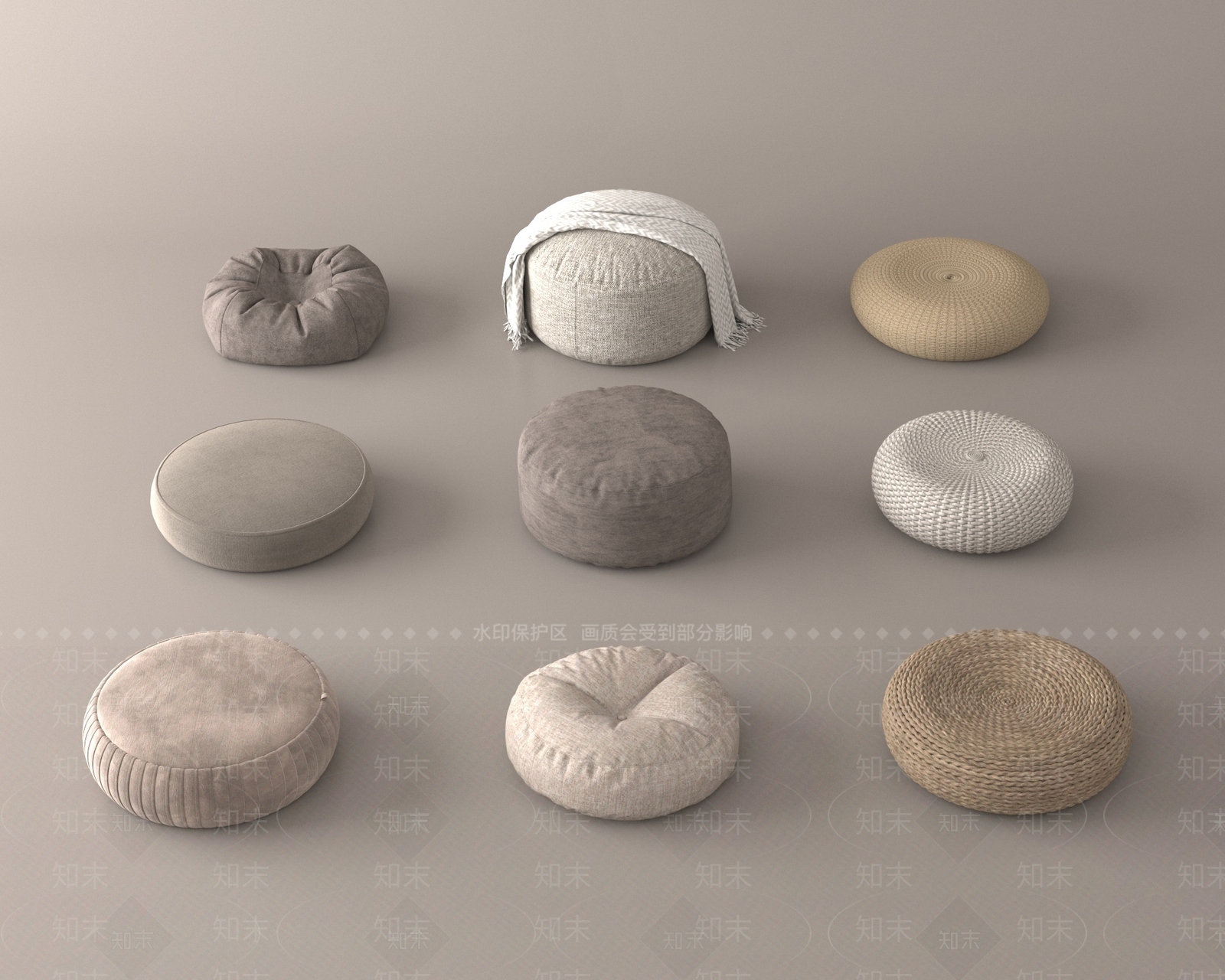 新中式蒲团坐垫3D模型下载【ID:1147564706】