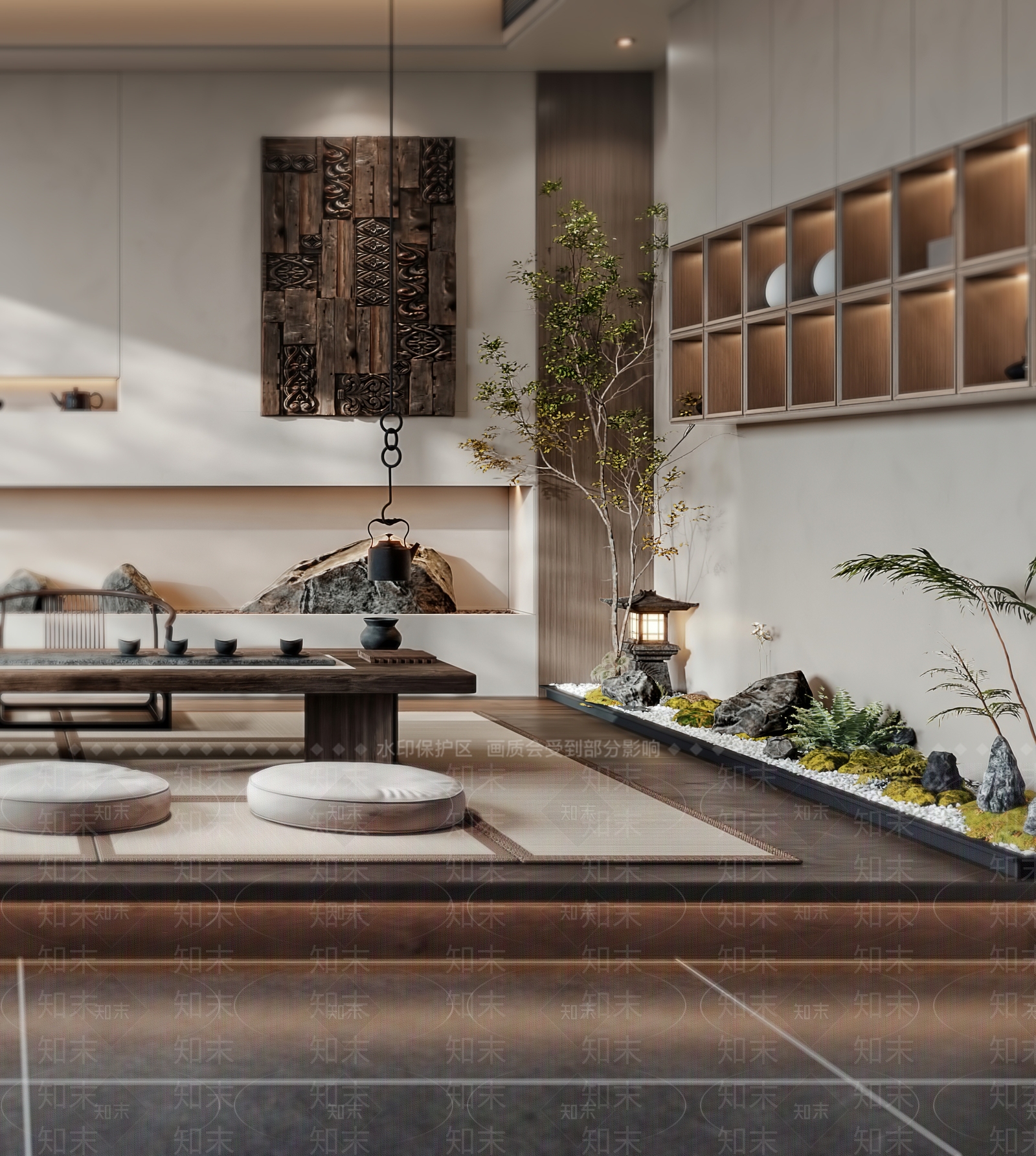 现代诧寂风茶室3D模型下载【ID:1147616686】_知末3d模型网