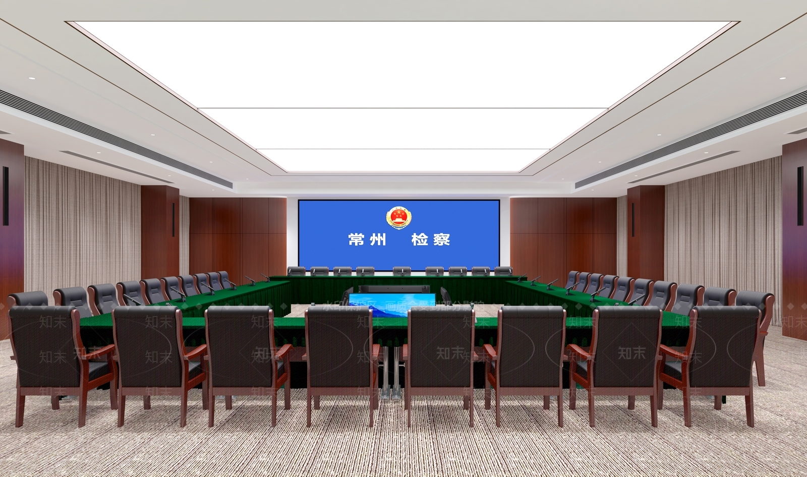 现代音视频多功能会议厅3D模型下载【ID:1147565963】