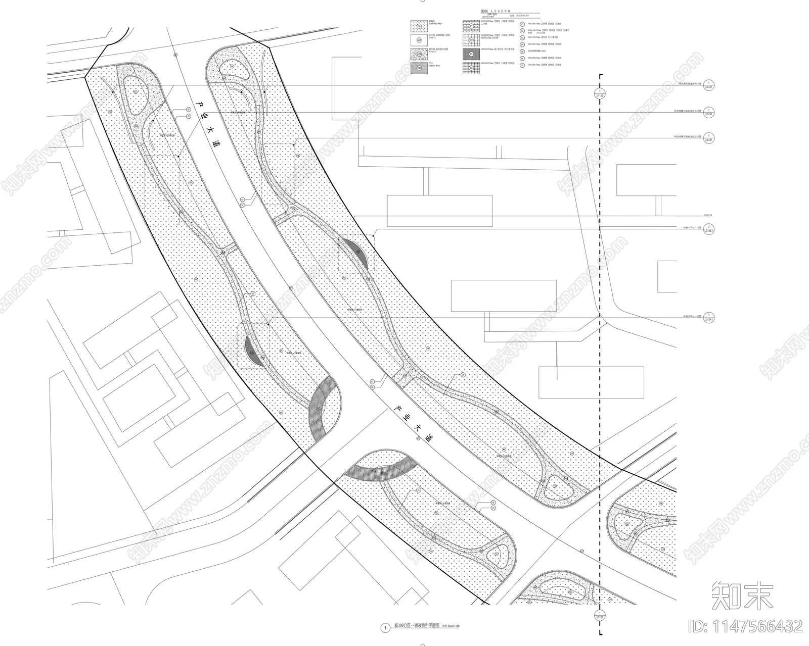 街区道路景观项目提升工程cad施工图下载【ID:1147566432】