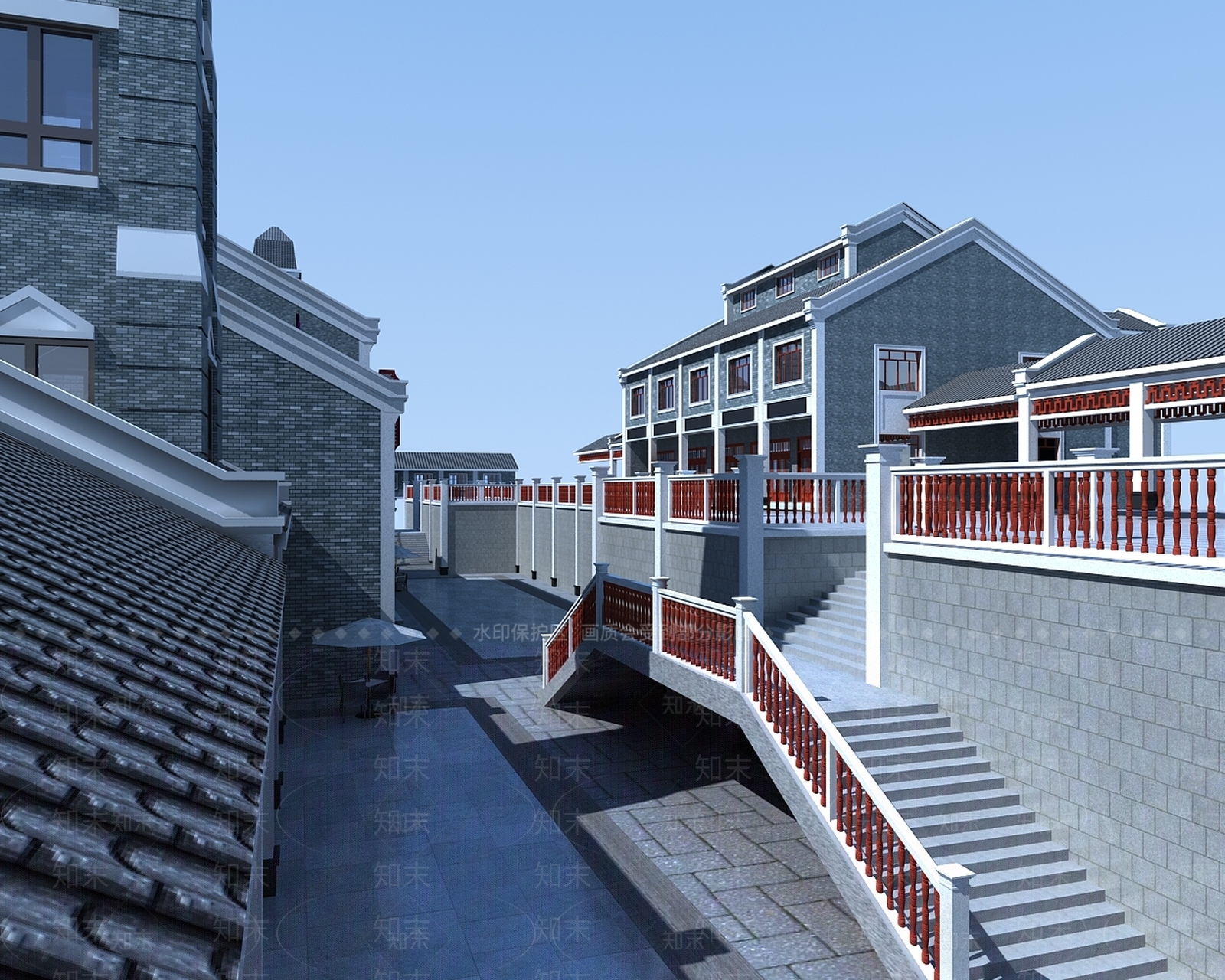 现代商业街3D模型下载【ID:1147566450】