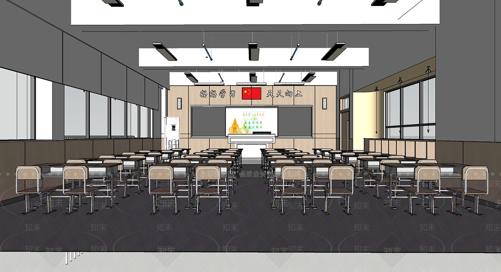 现代学校室SU模型下载【ID:1147567269】