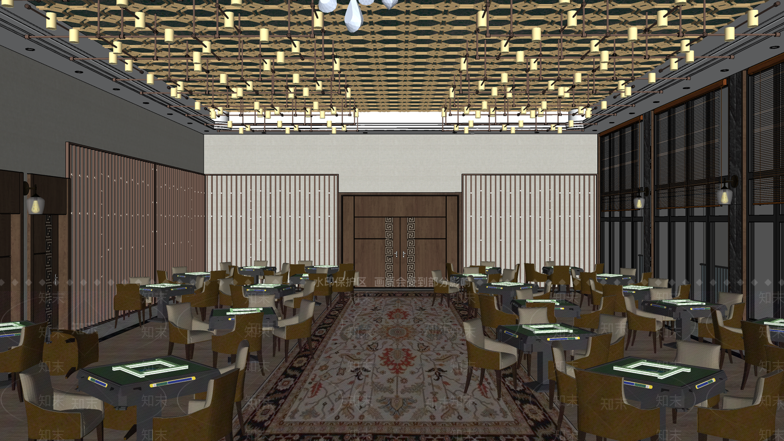 新中式棋牌室SU模型下载【ID:1147567500】